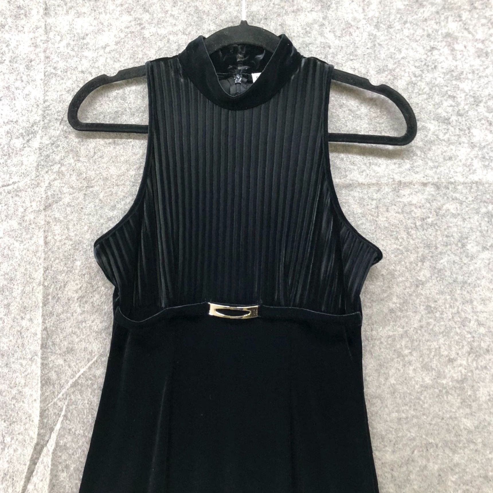 Velvet VINTAGE Papell Black Velvet Maxi Dress 8P A-Line Formal Party Sleeveless Evening Womens 8P Black Maxi Velvet Dress Papell Night Party Gothic Look Size M / US 6-8 / IT 42-44 - 3 Thumbnail