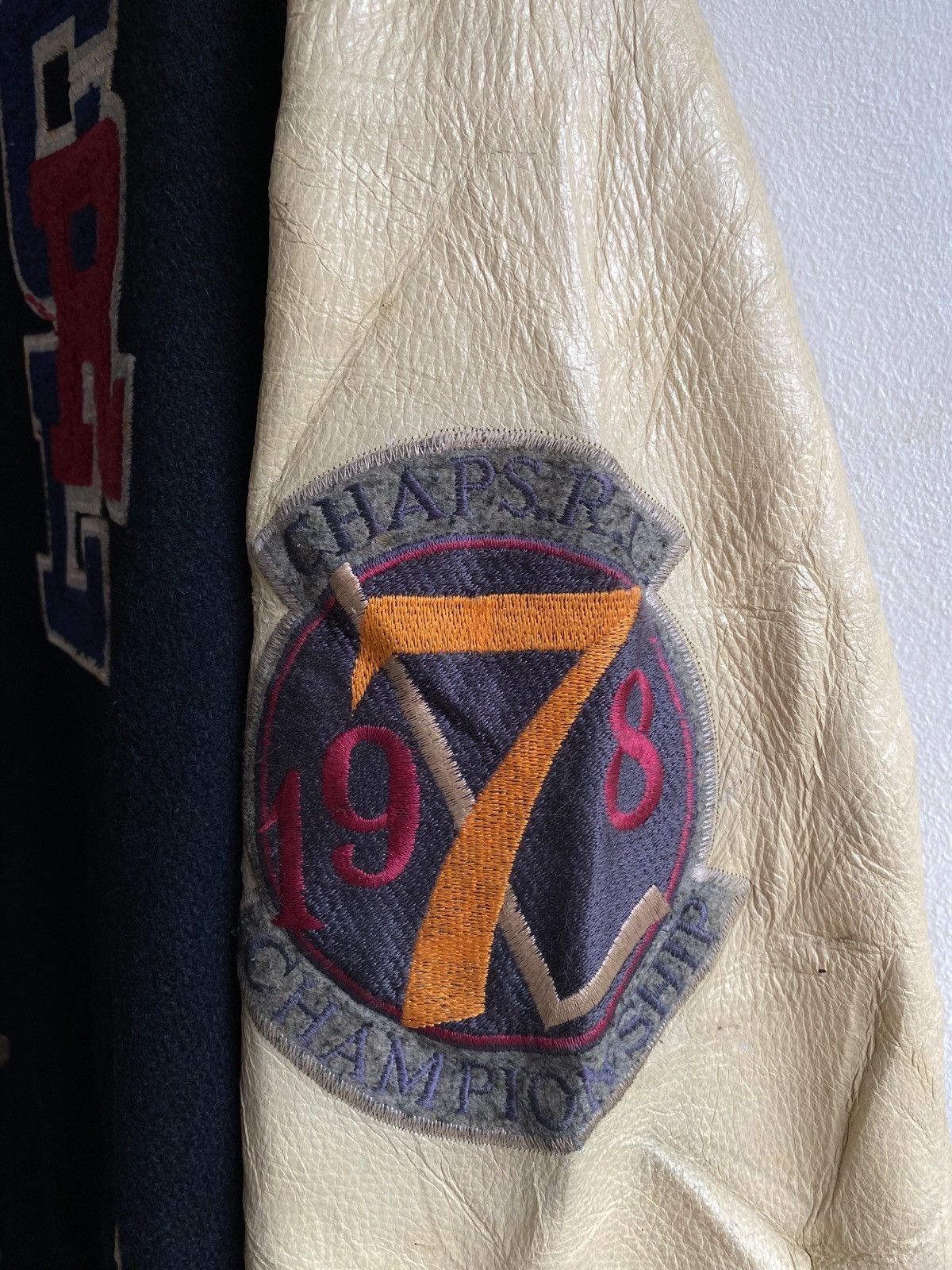 Chaps Ralph Lauren × Ralph Lauren Vtg Chaps Ralph Lauren Varsity Wool Leather Size US L / EU 52-54 / 3 - 7 Thumbnail