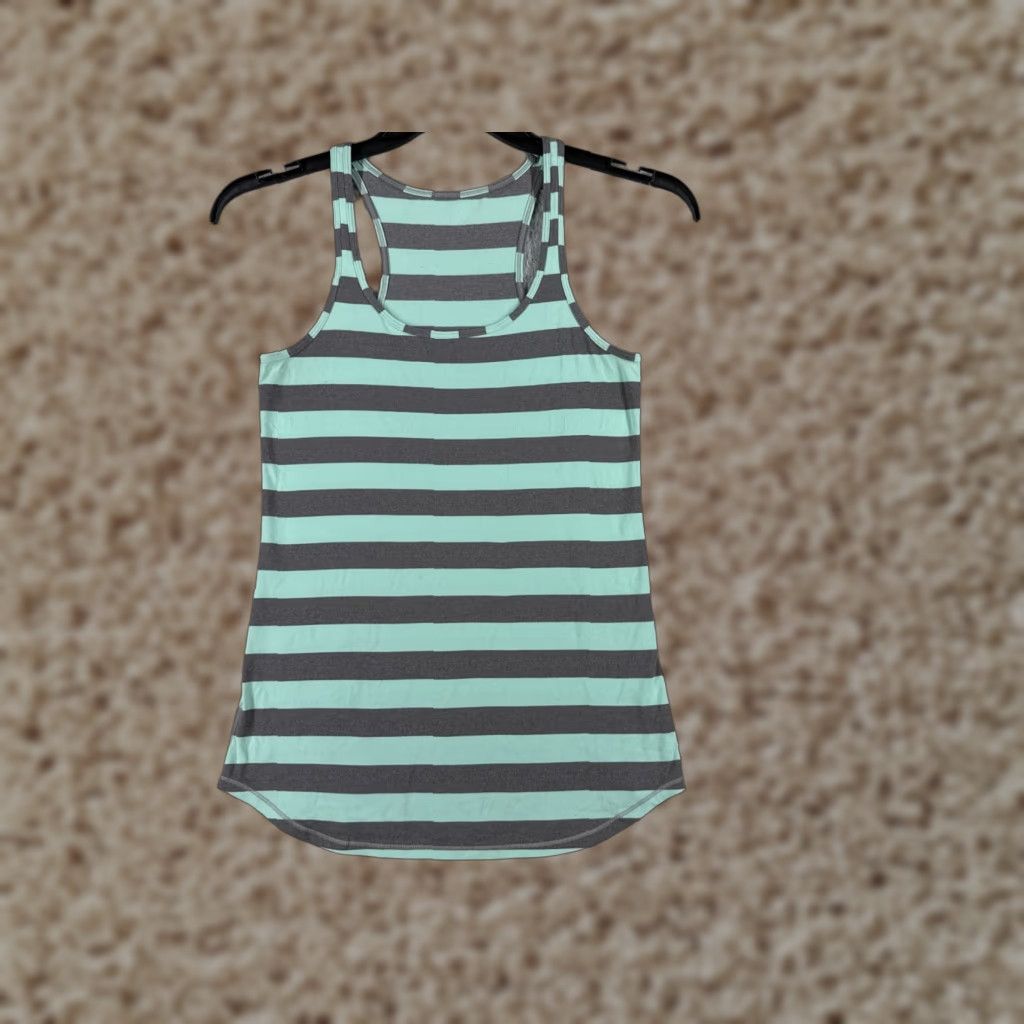 Lululemon Lululemon Shirt Women 4 Teal Gray Stripe Refresh Racer Tank Luon Light W1I09S Size S / US 4 / IT 40 - 1 Thumbnail