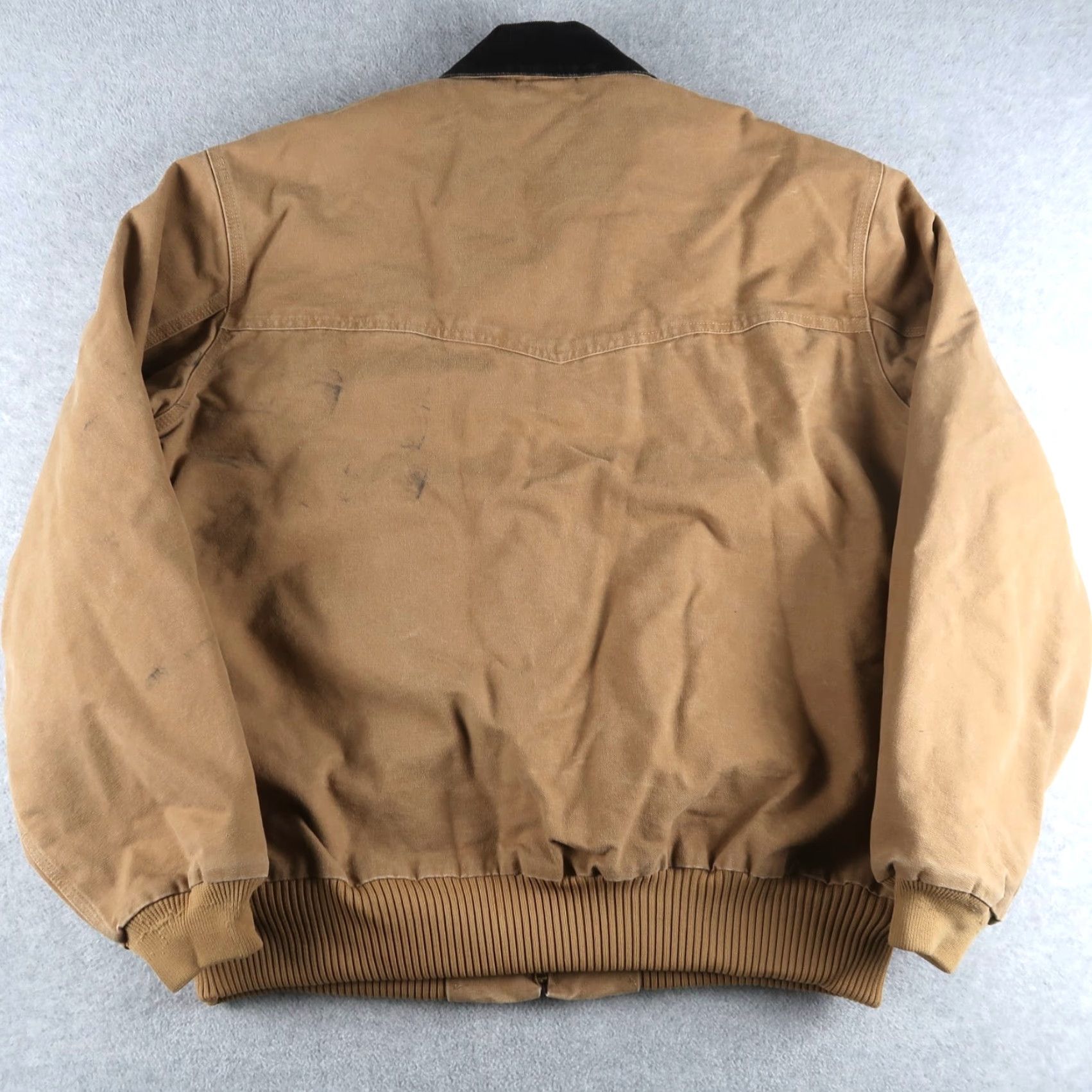 Carhartt VINTAGE Carhartt Coat 2XL Khaki Canvas Bomber Jacket J14 CML Mens Tall Full Zip Lined Pockets Workwear Winter Size US XXL / EU 58 / 5 - 2 Thumbnail