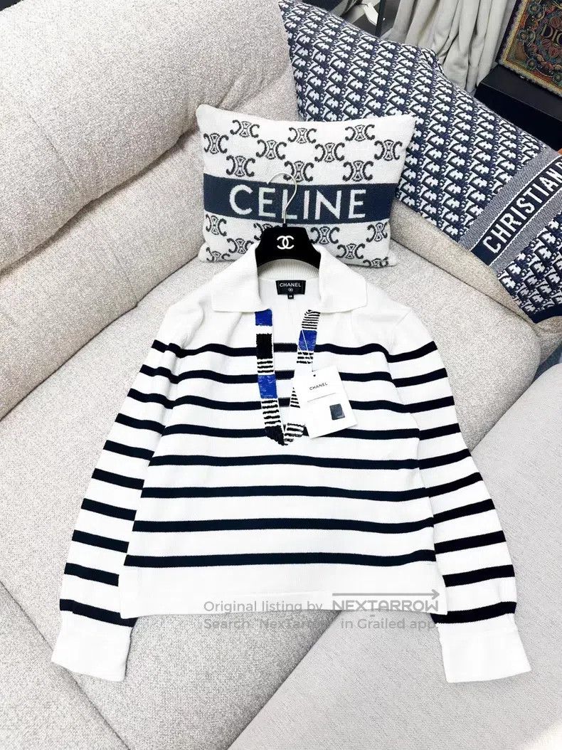 Chanel Chanel 24S spring and summer white navy striped sequin cas Size XS / US 0-2 / IT 36-38 - 2 Thumbnail