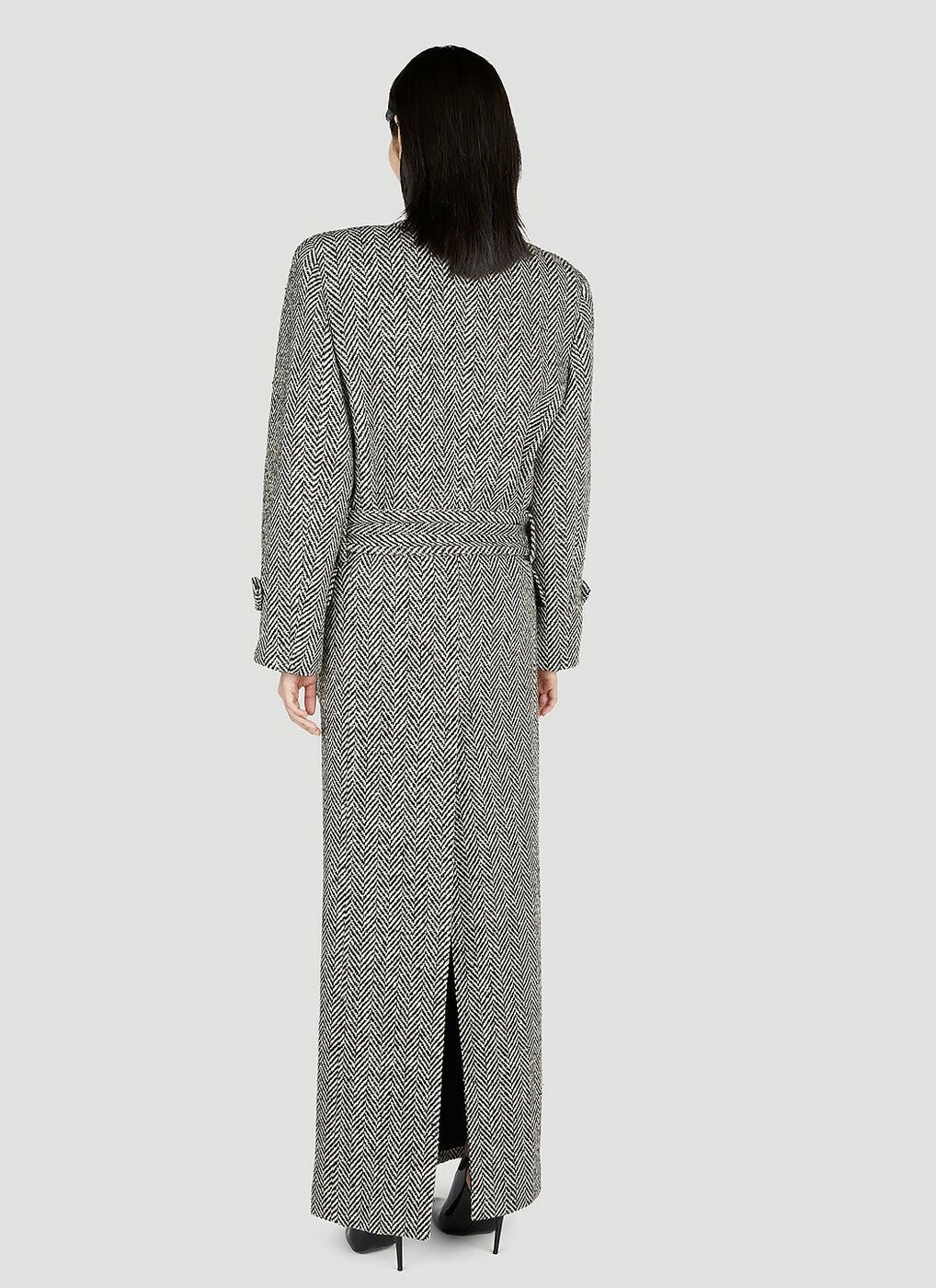 Saint Laurent Paris × Yves Saint Laurent Saint Laurent Chevron Double Breasted Coat in Black Size S / US 4 / IT 40 - 2 Thumbnail