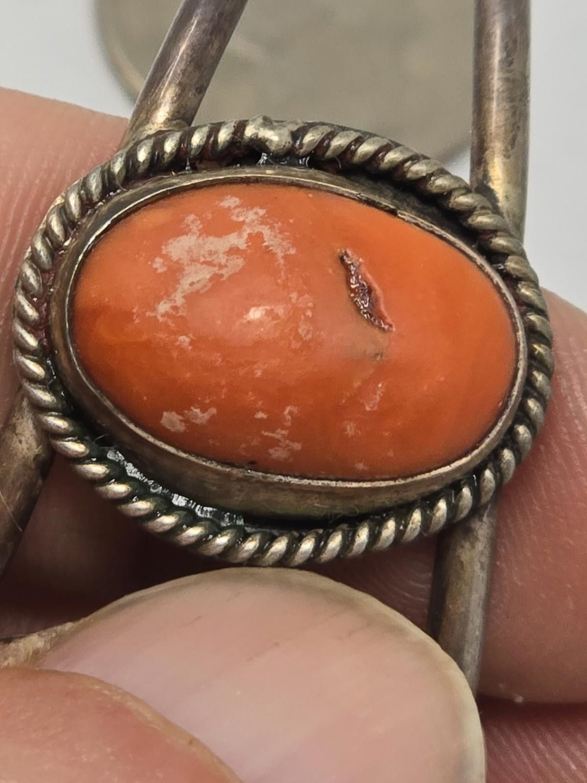 Other Vintage Navajo Sterling Silver Cuff w/ Turquoise & Coral Size ONE SIZE - 7 Thumbnail