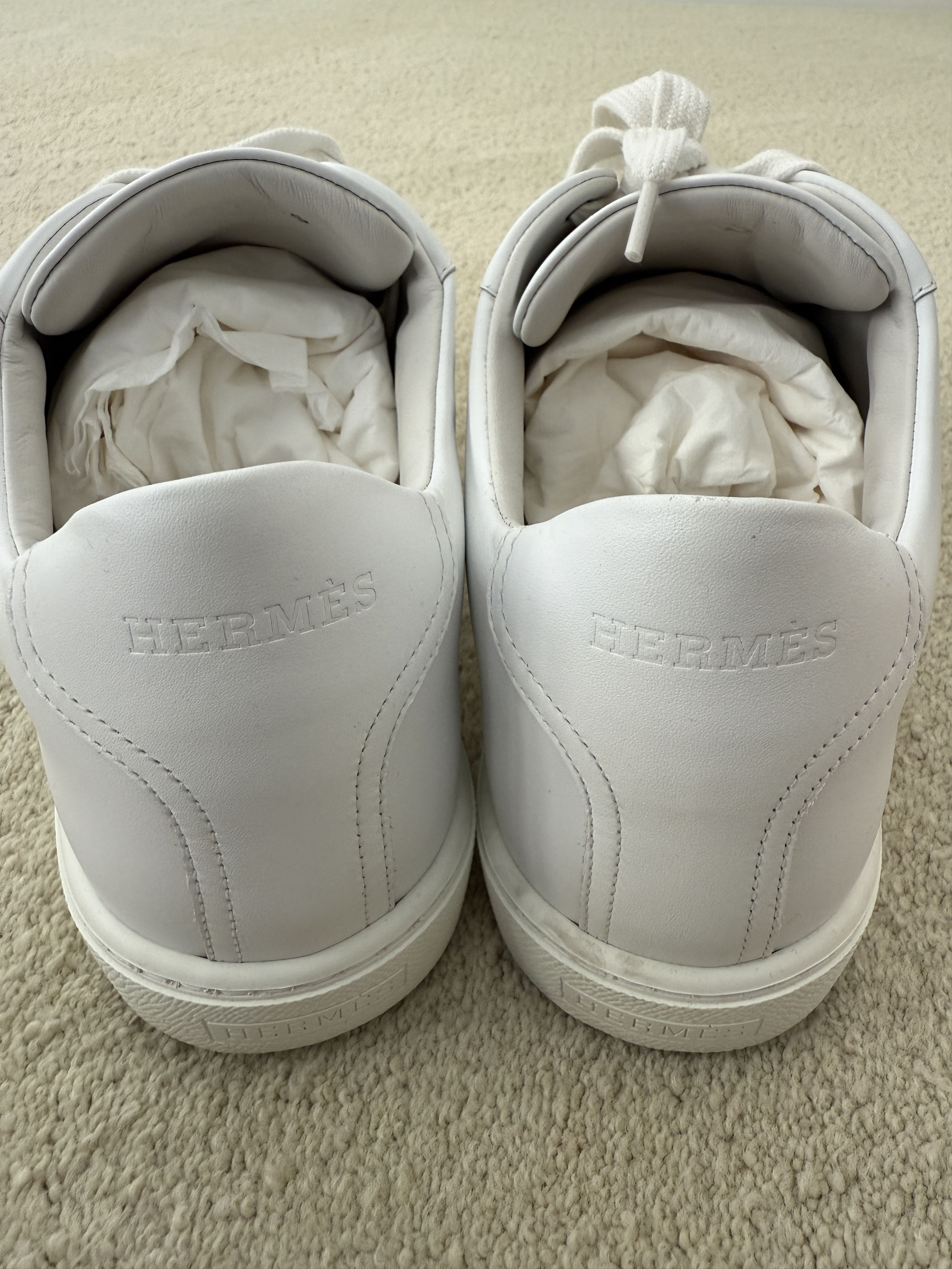 Hermes Hermes Mens New White w/Multcolor H Leather Sneakers Size US 10.5 / EU 43-44 - 9 Thumbnail