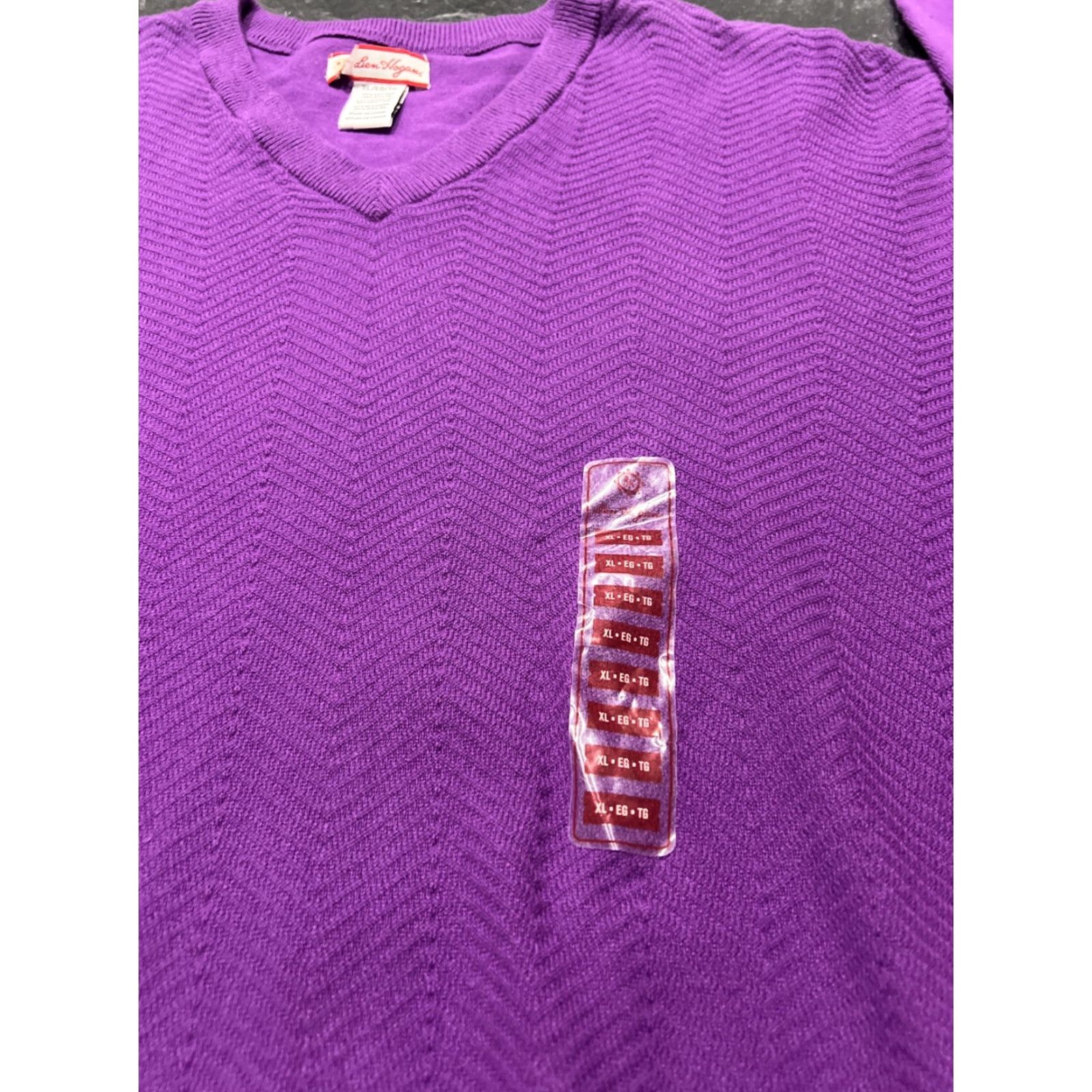 Hogan VINTAGE Ben Hogan Sweater Mens XL Purple V Neck Knit Pullover Long Sleeve Regular Cotton Blend All Seasons Golf Mens Size US XL / EU 56 / 4 - 3 Thumbnail