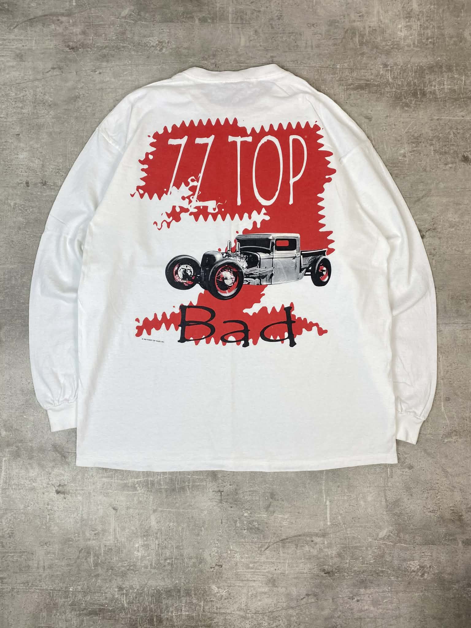 Vintage ZZ Top White Longsleeve T-shirt Bad 1999s Giant Rare Car Size US XL / EU 56 / 4 - 2 Thumbnail