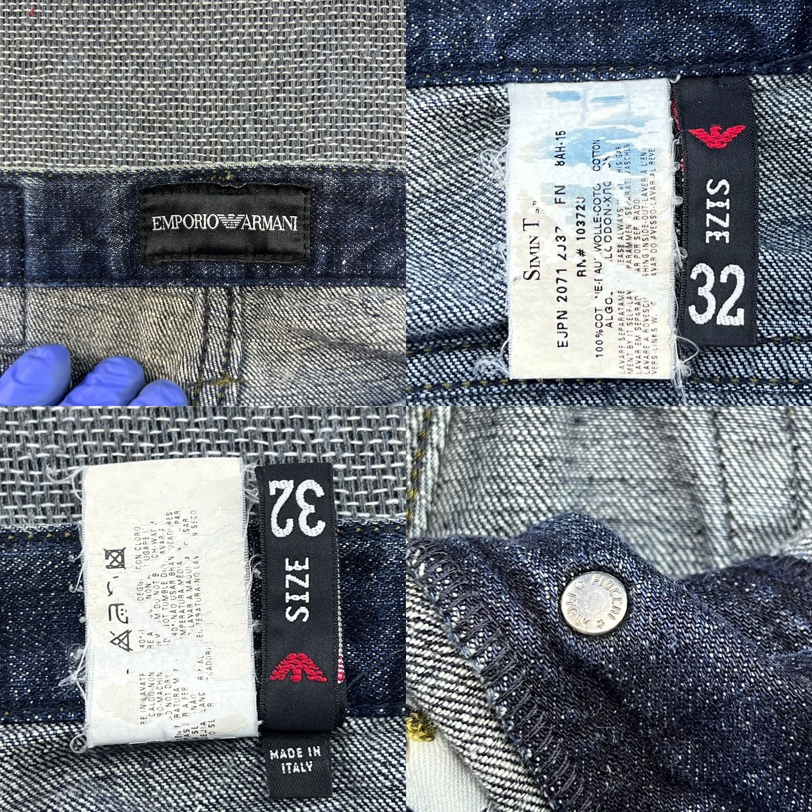 Emporio Armani Emporio Armani Mens Jeans Size 32 Straight Blue Denim Button Fly Slim Fit Size US 32 / EU 48 - 9 Thumbnail