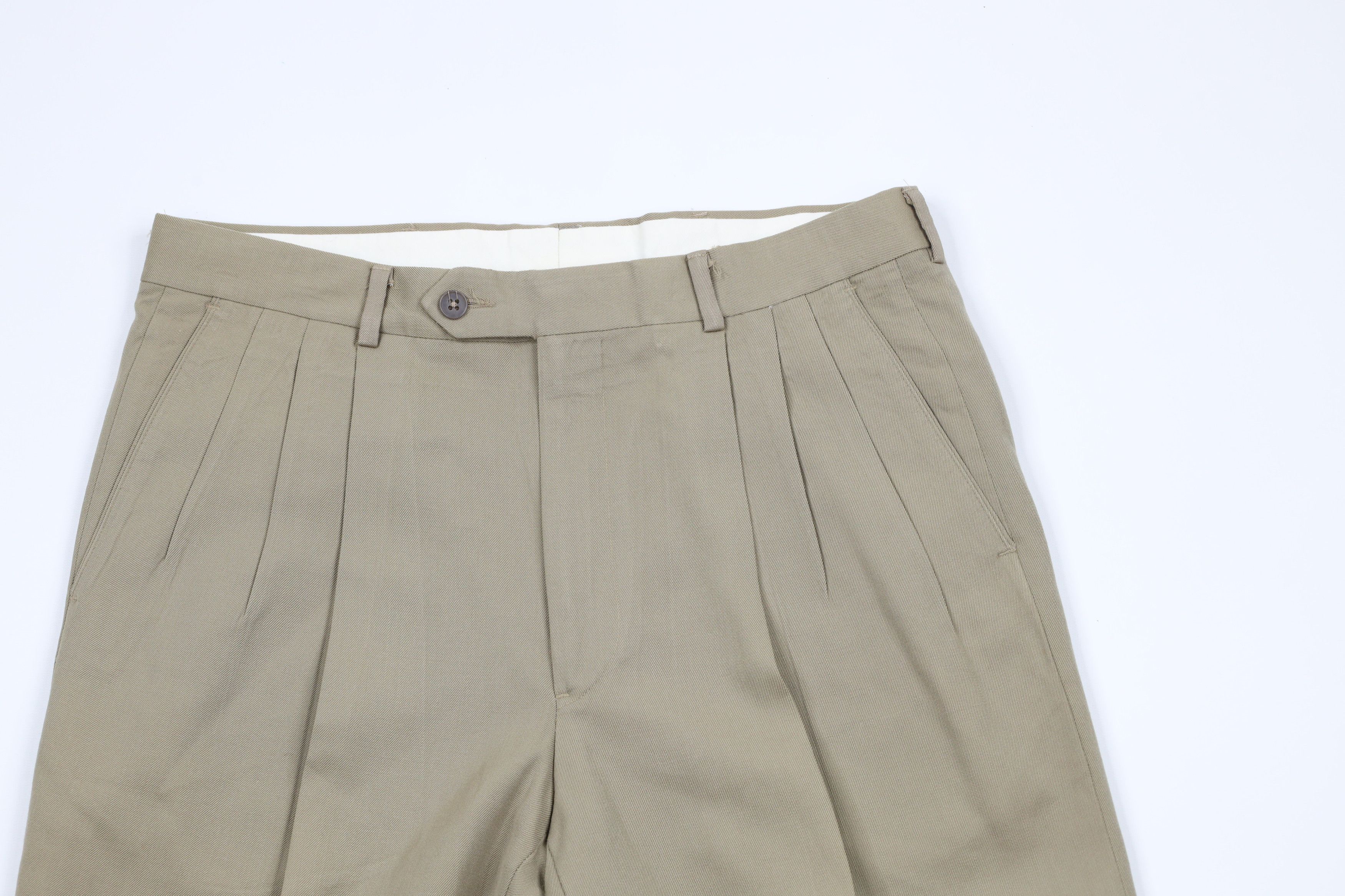 Givenchy × Vintage Vintage 90s Givenchy Cuffed Wool Chino Pants Trousers Beige Size US 32 / EU 48 - 2 Thumbnail