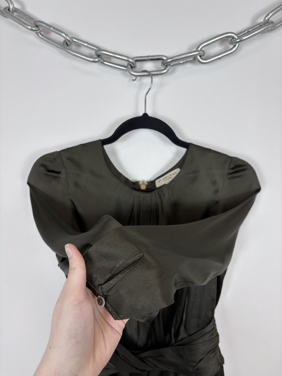 Burberry Burberry London Women’s Khaki Long Sleeve Blouse Top Size XS / US 0-2 / IT 36-38 - 10 Thumbnail