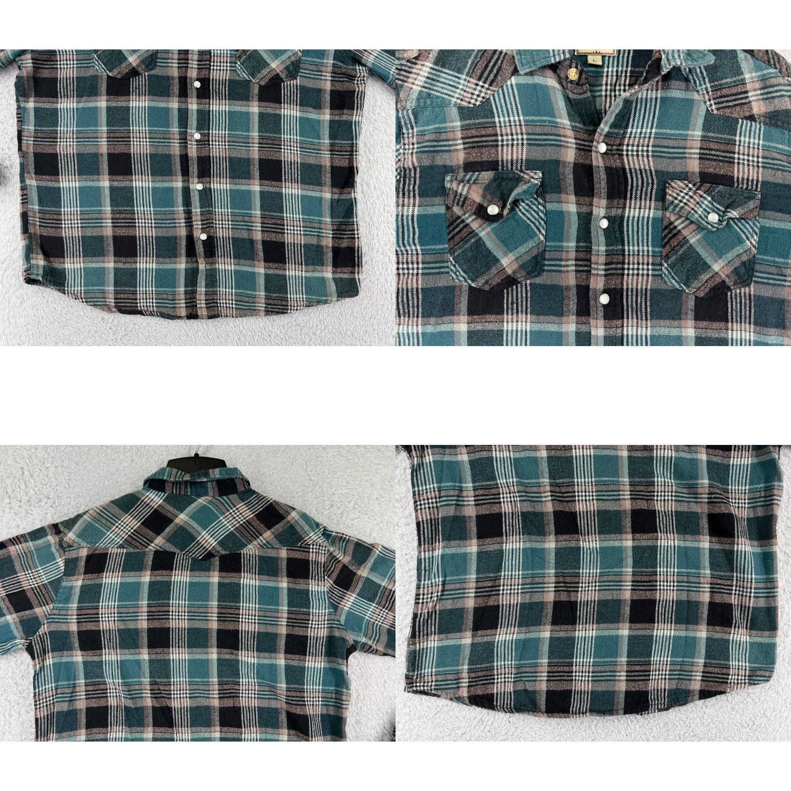 Haband VINTAGE Diamond Jack Shirt Mens Large Green Black Plaid Flannel Long Sleeve Pearl Snap Size US L / EU 52-54 / 3 - 8 Thumbnail