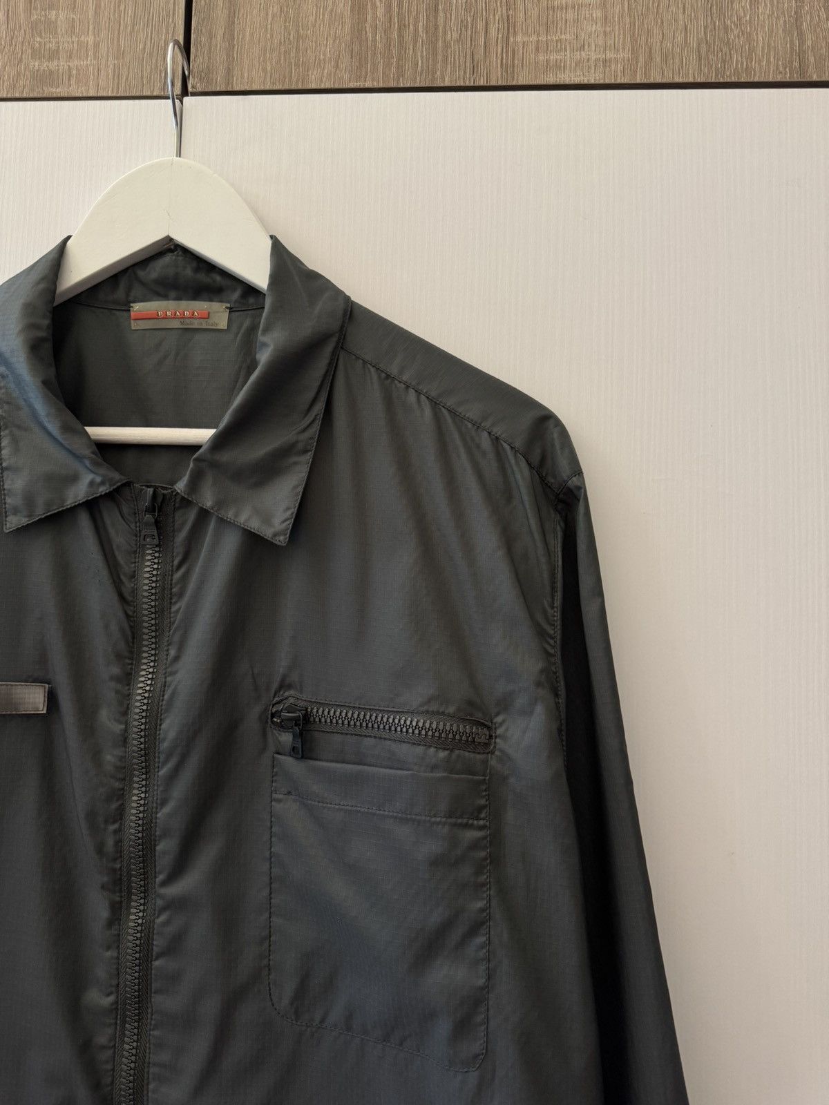 Prada Prada Nylon Green Jacket 2000s Zip Up Pocket Lightweight Size L / US 10 / IT 46 - 3 Thumbnail