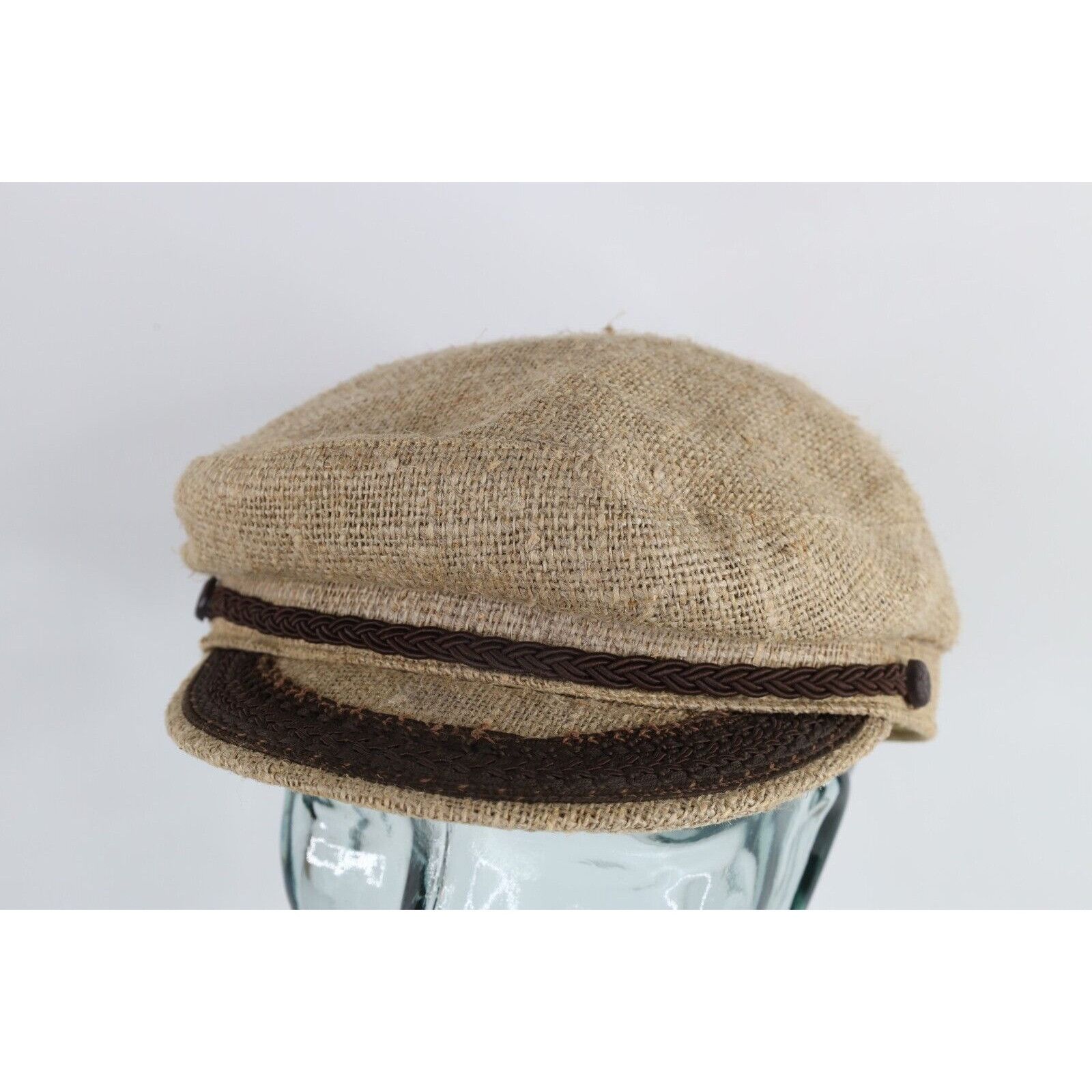 Vintage Vintage 60s 70s Rockabilly Burlap Tweed Fisherman Boat Hat Size ONE SIZE - 1 Thumbnail