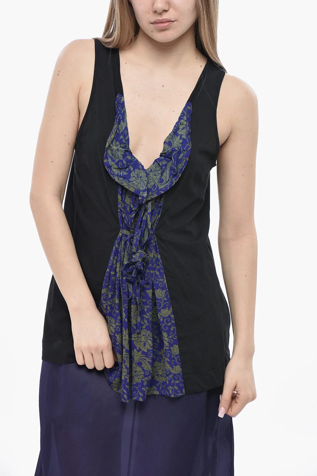 Dries Van Noten og1mm0426 Cotton Tank Top in Black Size S / US 4 / IT 40 - 1 Thumbnail
