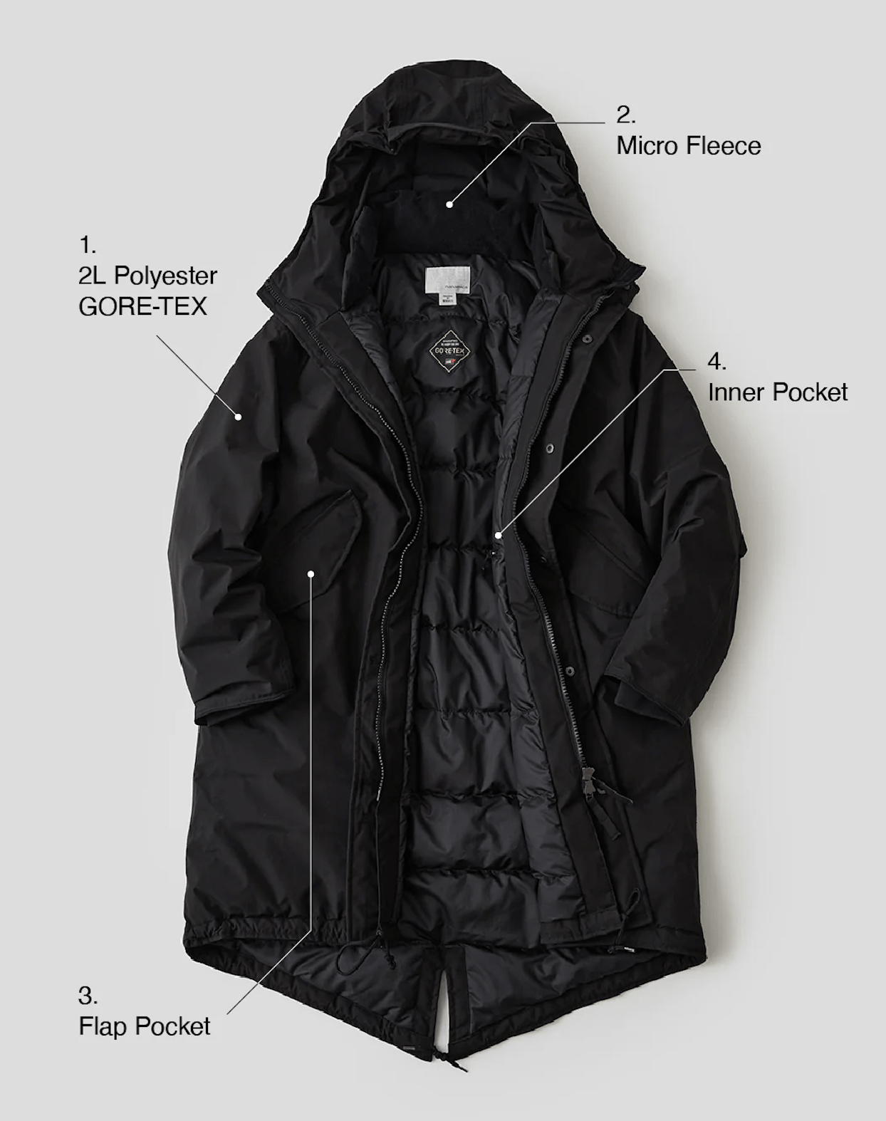 Nanamica Nanamica GORE-TEX Long Down Coat Black LARGE Size US L / EU 52-54 / 3 - 2 Thumbnail