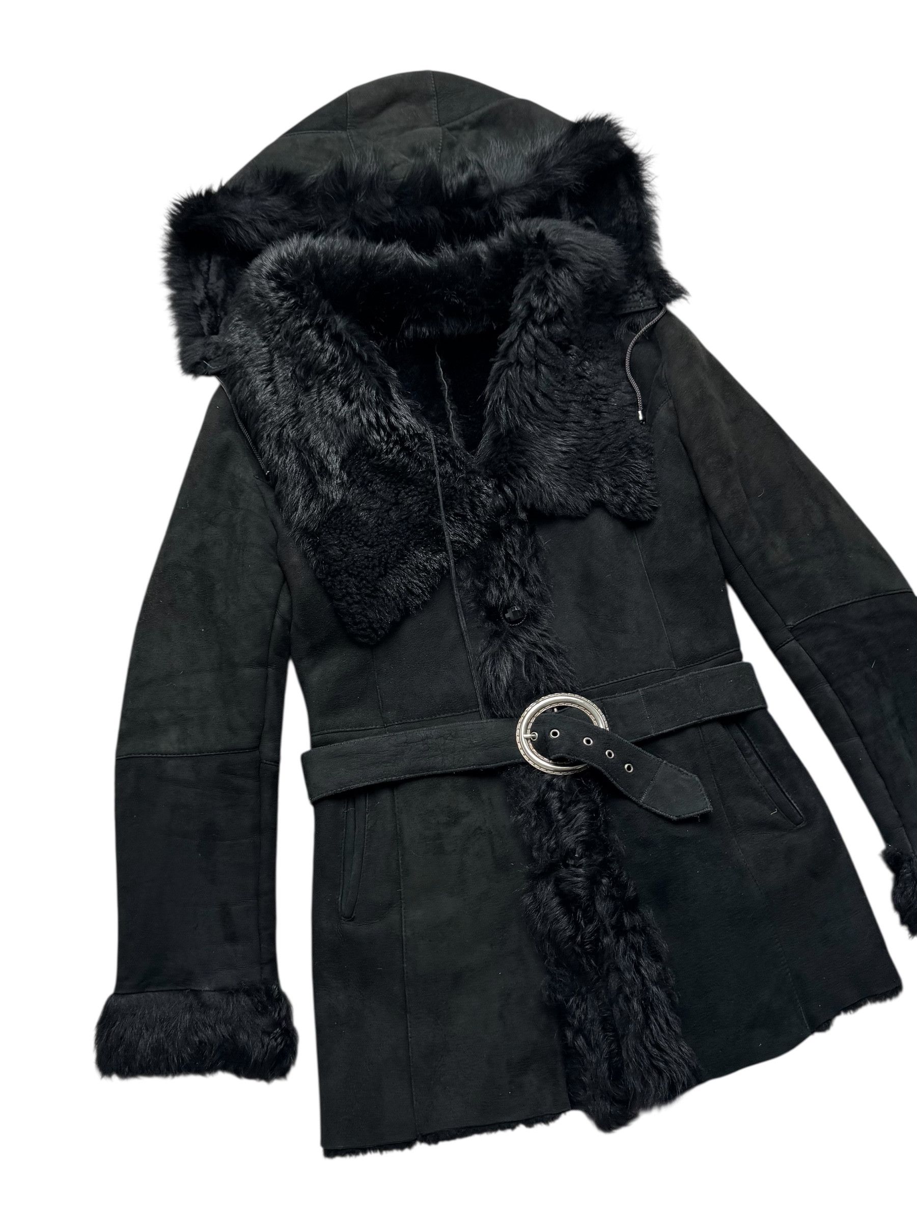 Vintage 90's Real Sheepskin Coat With Belt(V423) Size XS / US 0-2 / IT 36-38 - 2 Thumbnail