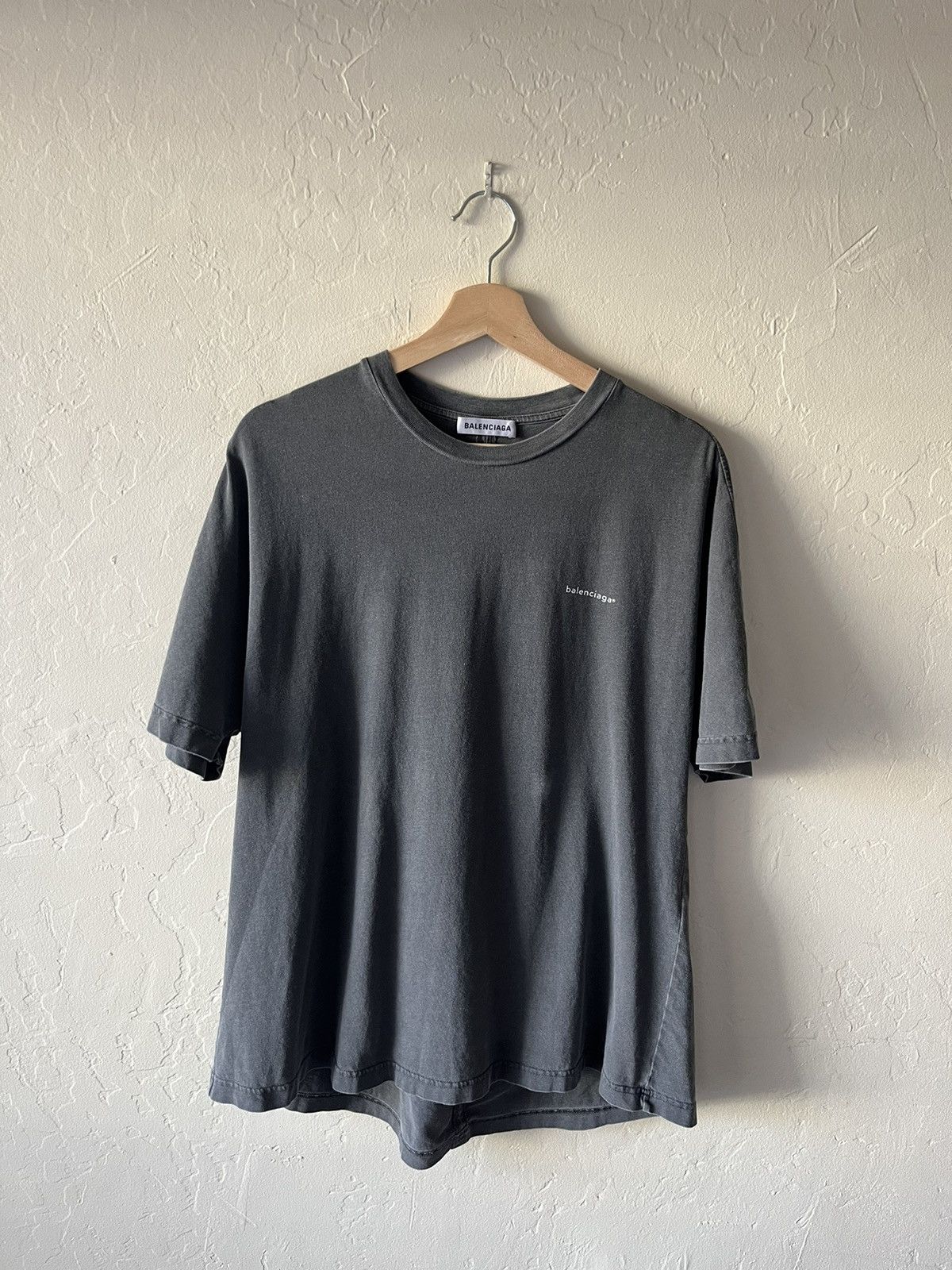 Pre-owned Balenciaga Logo T Shirt In Vintage Gray