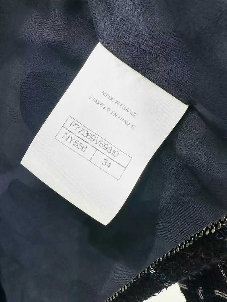 Chanel Chanel 24S blue wool tweed plaid glitter navy collar jacke Size XXS / US 00 / IT 34 - 7 Thumbnail