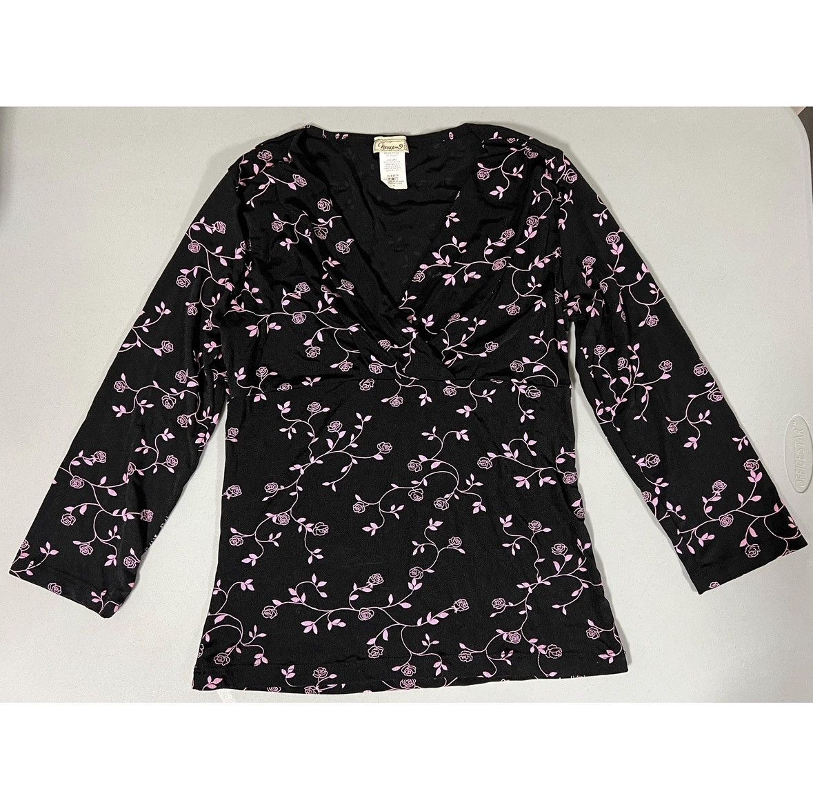 NEXT Nexxen Black Pink Floral Boho Y2K Shirt Top Blouse Size S 🌷✨ Size S / US 4 / IT 40 - 1 Thumbnail