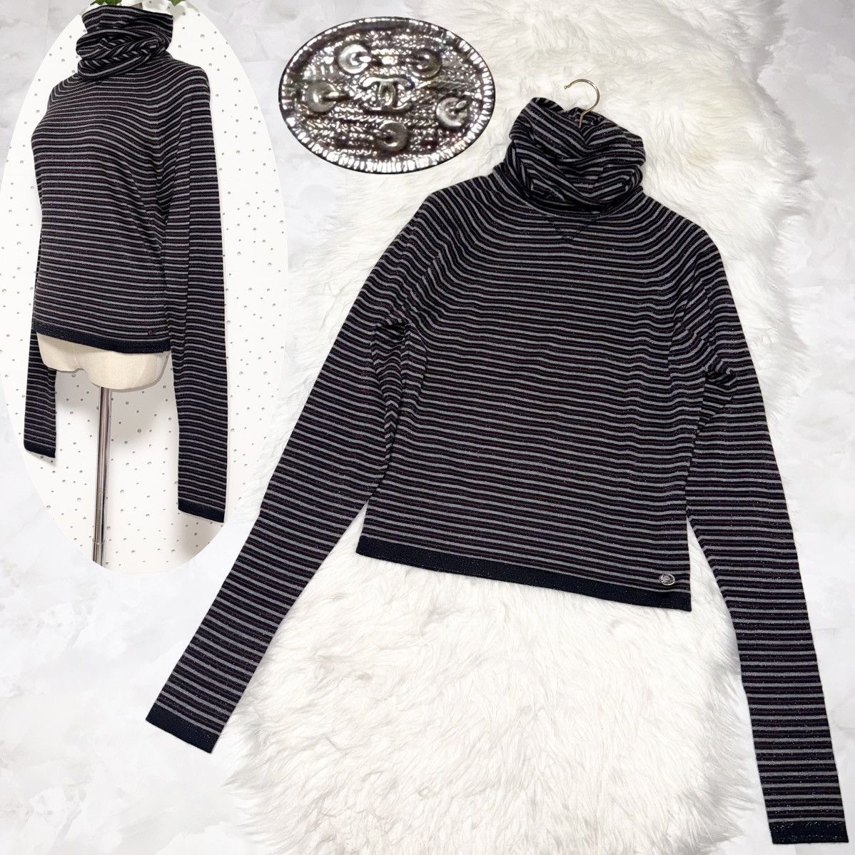 Chanel Authentic Chanel COCO Striped Long Sleeve Knit Sweater 34 Size XS / US 0-2 / IT 36-38 - 1 Thumbnail