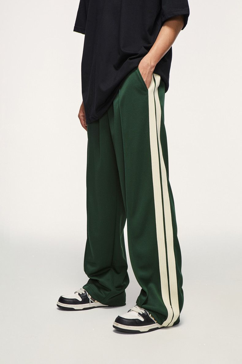 Japanese Brand × Jean Vintage Green Striped Track Pants Size US 26 / EU 42 - 2 Thumbnail