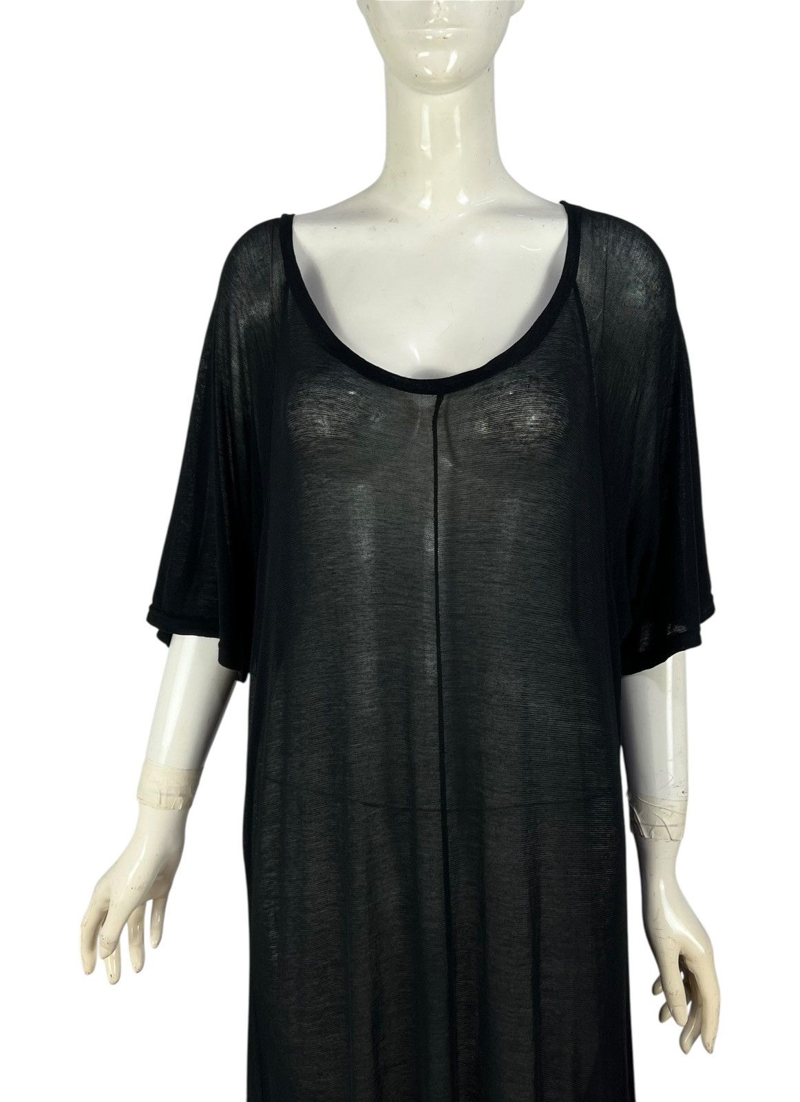 Yohji Yamamoto Yohji Yamamoto SS03 Sheer Black Cotton Jersey Maxi Dress Size L / US 10 / IT 46 - 5 Thumbnail