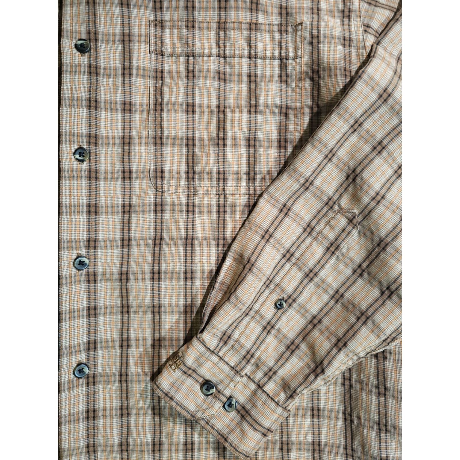 Vintage VINTAGE Columbia Plaid XCD Button Up Long Sleeve Shirt Mens Large Tan/Gold Beige Cotton Regular Button-Down Collared - Mens Size US L / EU 52-54 / 3 - 3 Thumbnail
