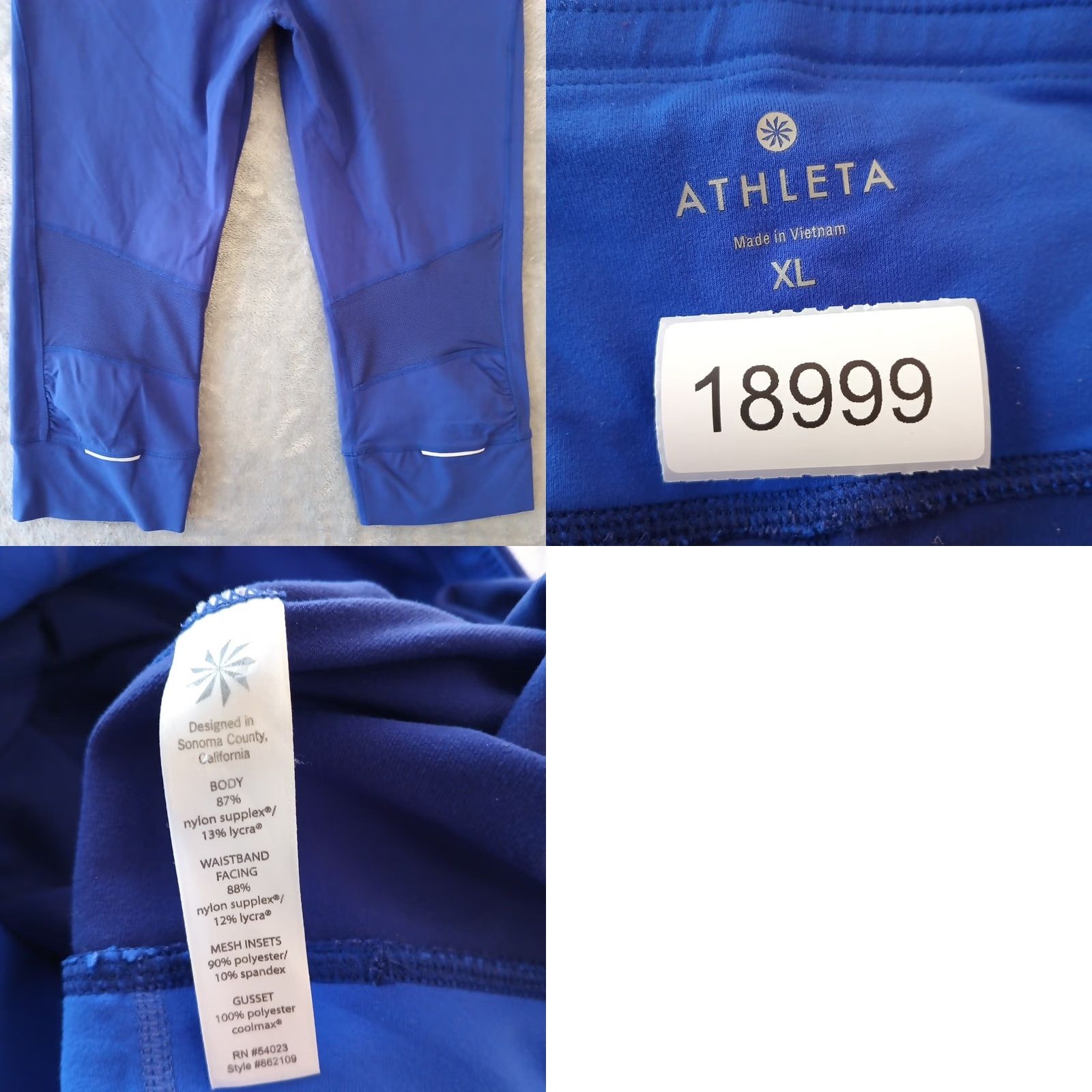Athleta Athleta Pants Womens XL Purple Capri Pull On Mid Rise 34x19 Stretch Solid Straight Capri Size 40" / US 18 - 8 Thumbnail