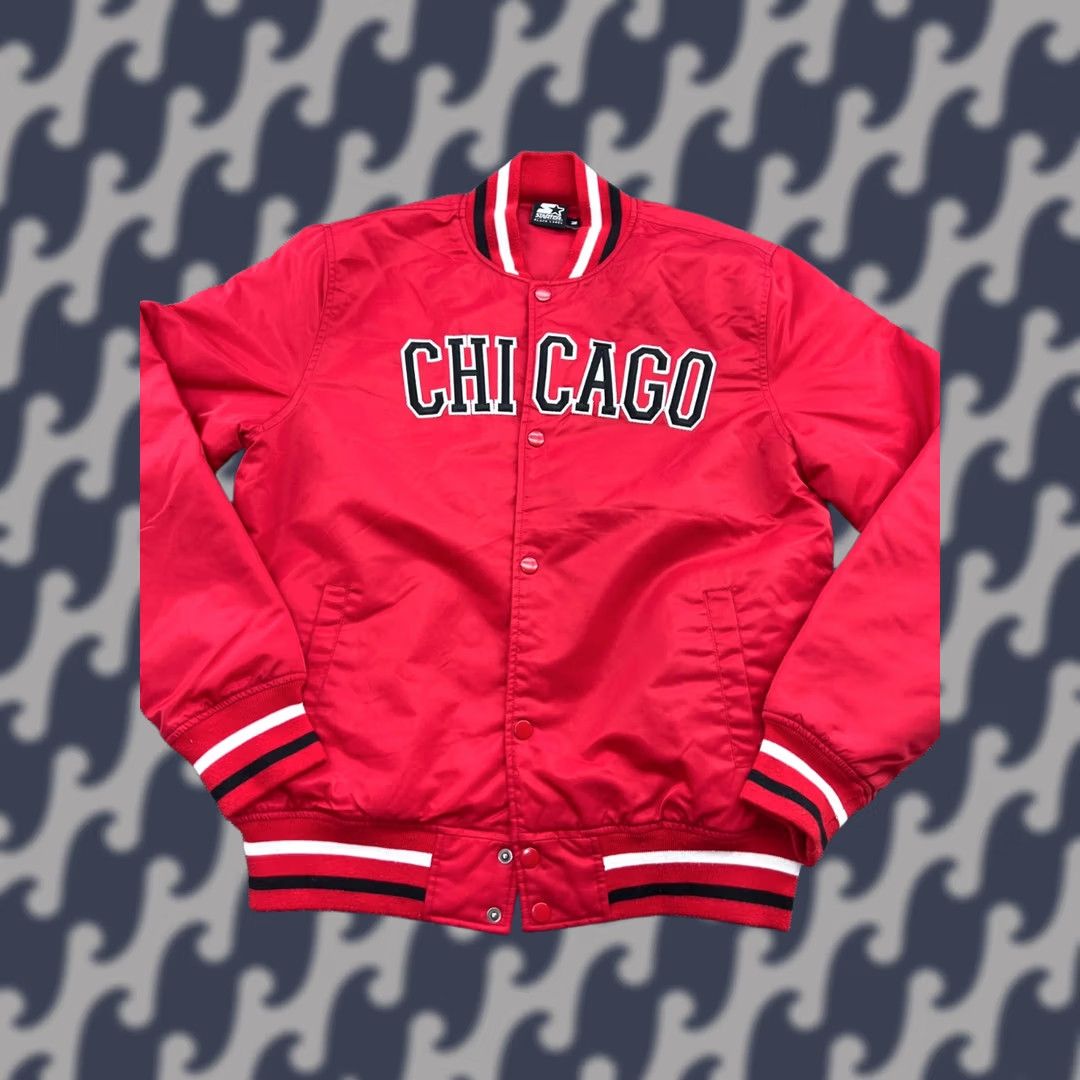 Starter Chicago Bulls Starter Black label Varsity Satin Bomber Jacket Mens M Red Nike Shirt Size US M / EU 48-50 / 2 - 1 Thumbnail