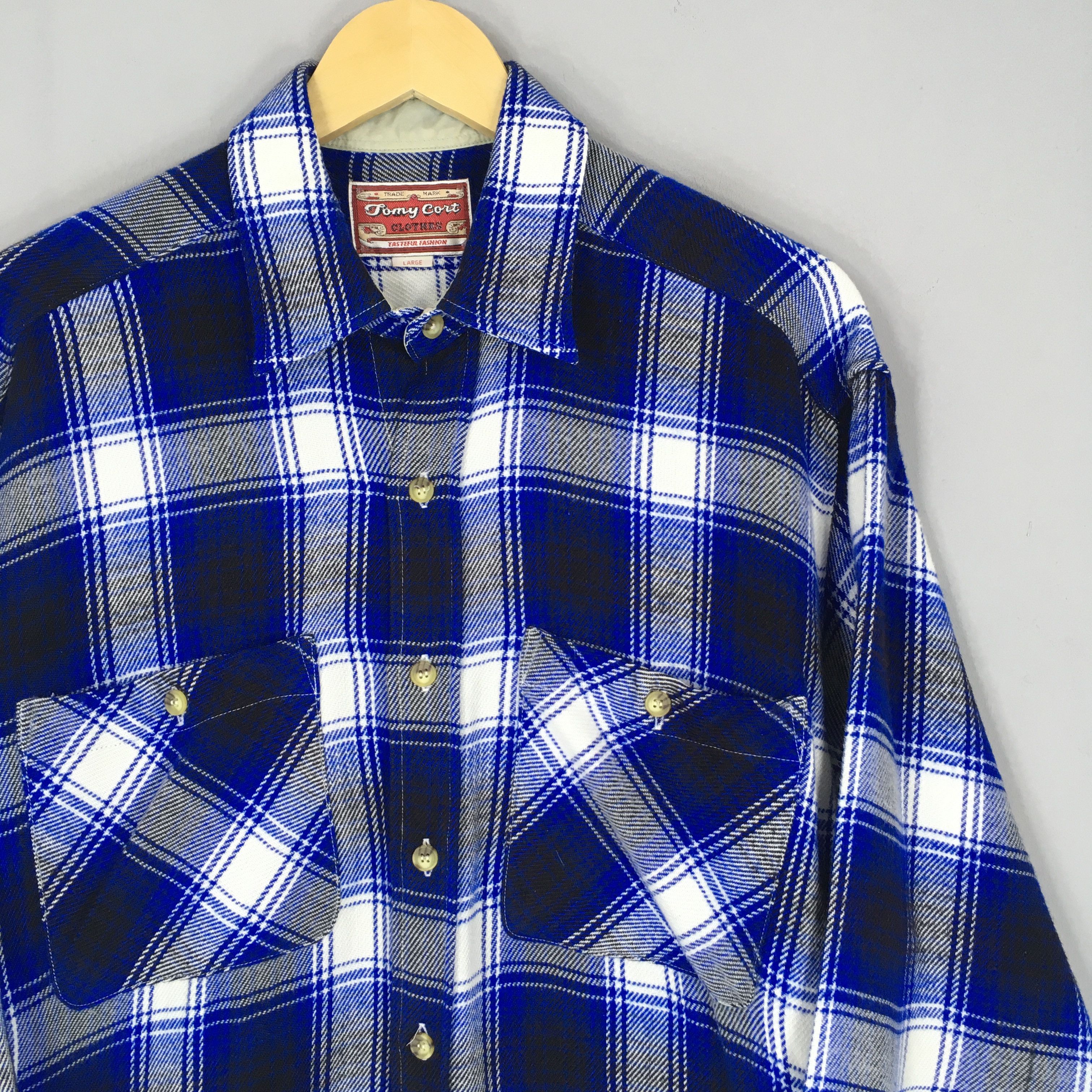 Flannel Vintage Tomy Cort Plaid Shadow Checked Flannel Shirt Large Size US L / EU 52-54 / 3 - 2 Thumbnail