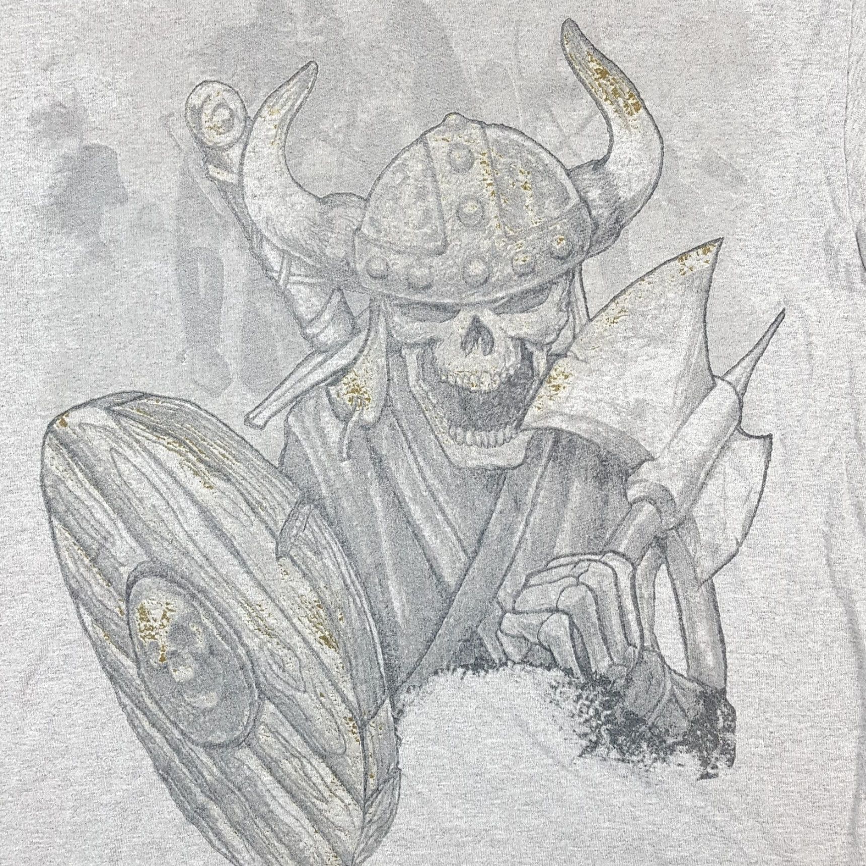 Delta VINTAGE Delta T-Shirt Mens Small Beige Cotton Skeleton Viking Warrior Medieval 90s 00s Retro Y2K Shirt Size US S / EU 44-46 / 1 - 3 Thumbnail