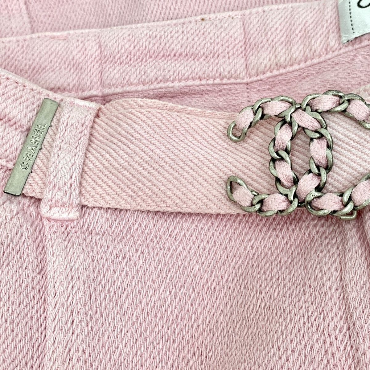Chanel Chanel Pink Vintage Logo Cotton Casual Denim Shorts K26WX Size 27" / US 4 / IT 40 - 6 Thumbnail