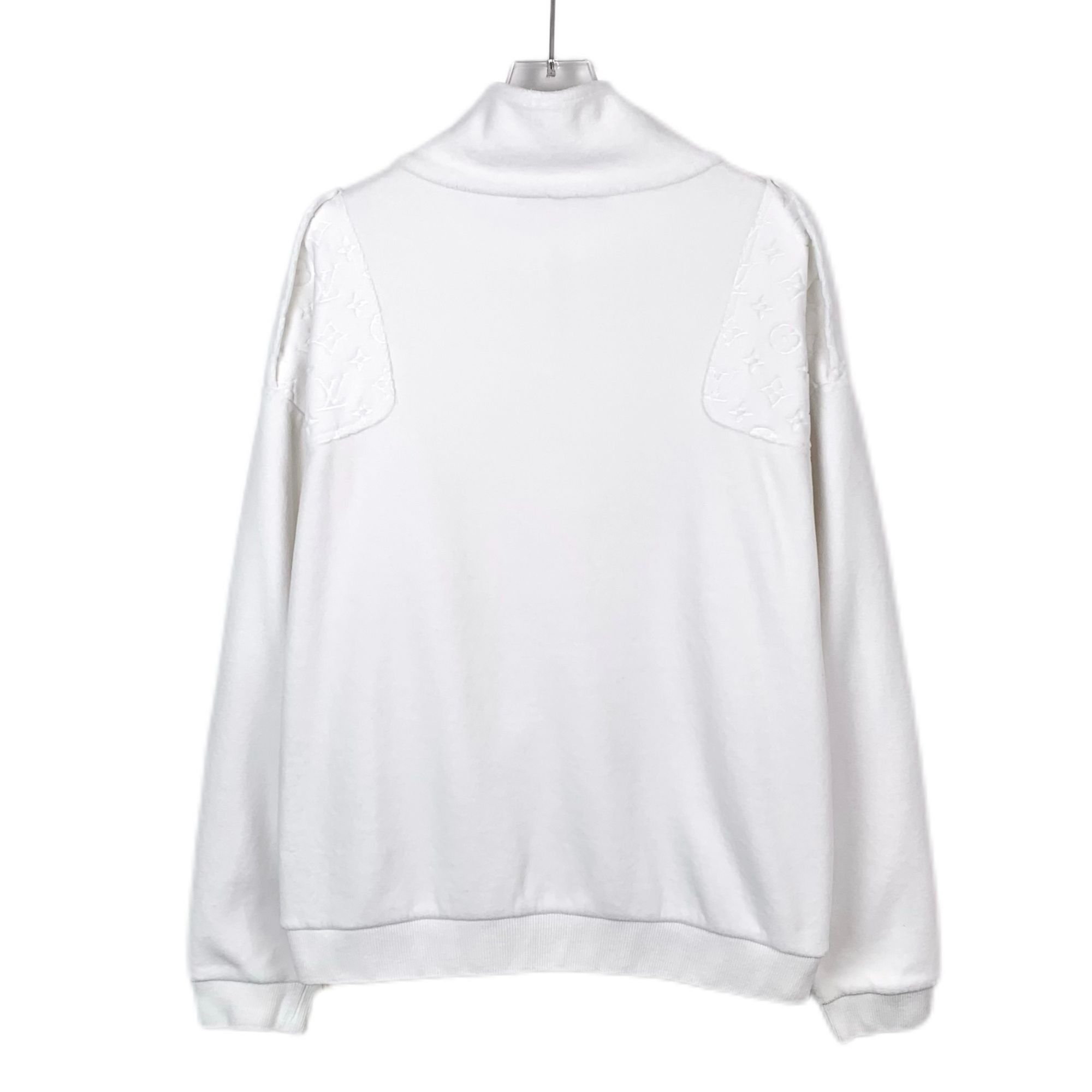 Louis Vuitton Louis Vuitton White Logo Embossed Half-Zip Cotton Sweatshirt Size US M / EU 48-50 / 2 - 9 Thumbnail