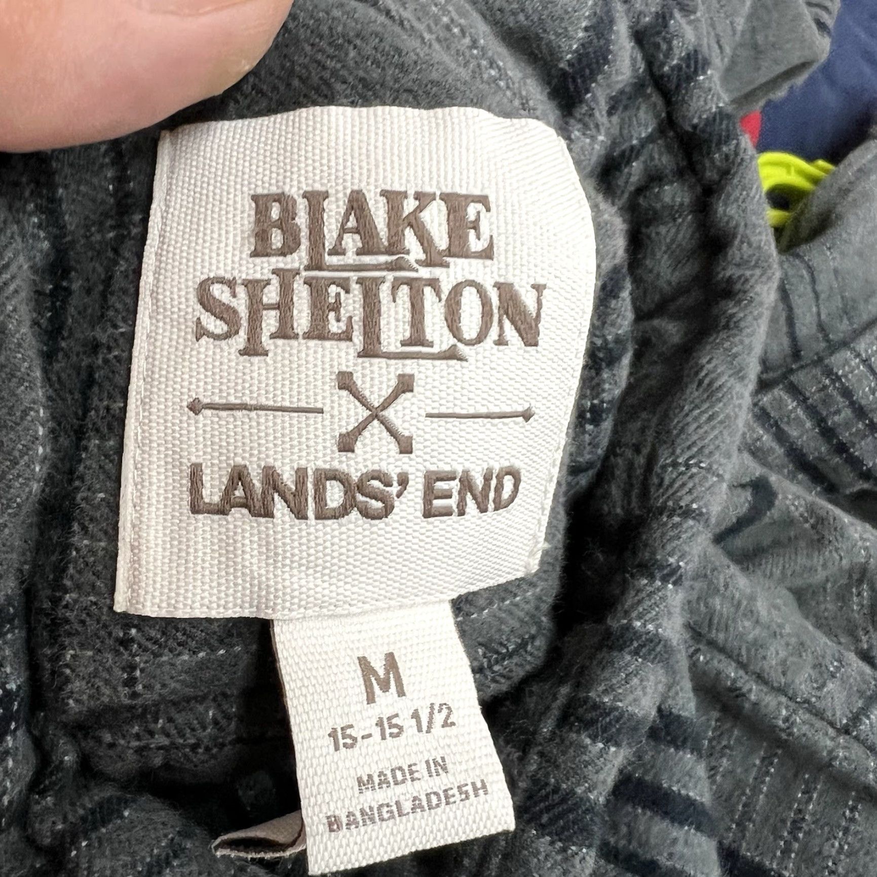 Lands' End Blake Shelton Plaid Flannel Button-Up Shirt Mens Medium (15.5) Gray/Blue Classic Western Outdoor Size US M / EU 48-50 / 2 - 5 Thumbnail