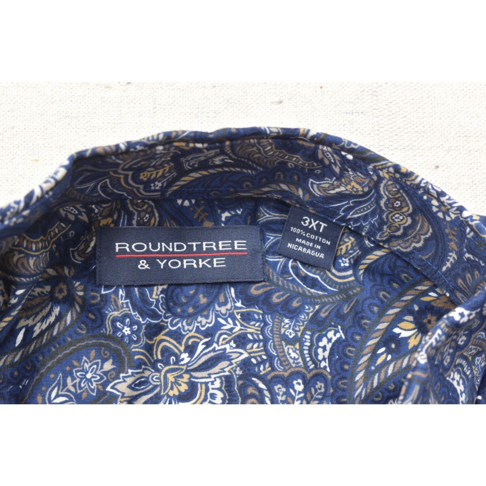 Roundtree & Yorke VINTAGE Roundtree & Yorke Luxury Cotton Paisley Blue Button Down Shirt Mens 3XT NEW Size US XXL / EU 58 / 5 - 7 Thumbnail