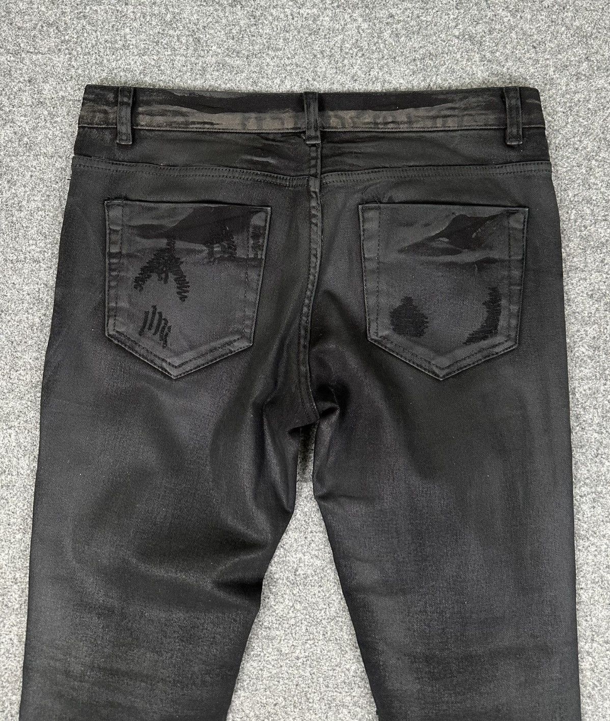 Hysteric Glamour × If Six Was Nine × Le Grande Bleu (L.G.B.) Hysteric - Biker Style Ripped Waxed Jeans - Black Size US 31 - 7 Thumbnail