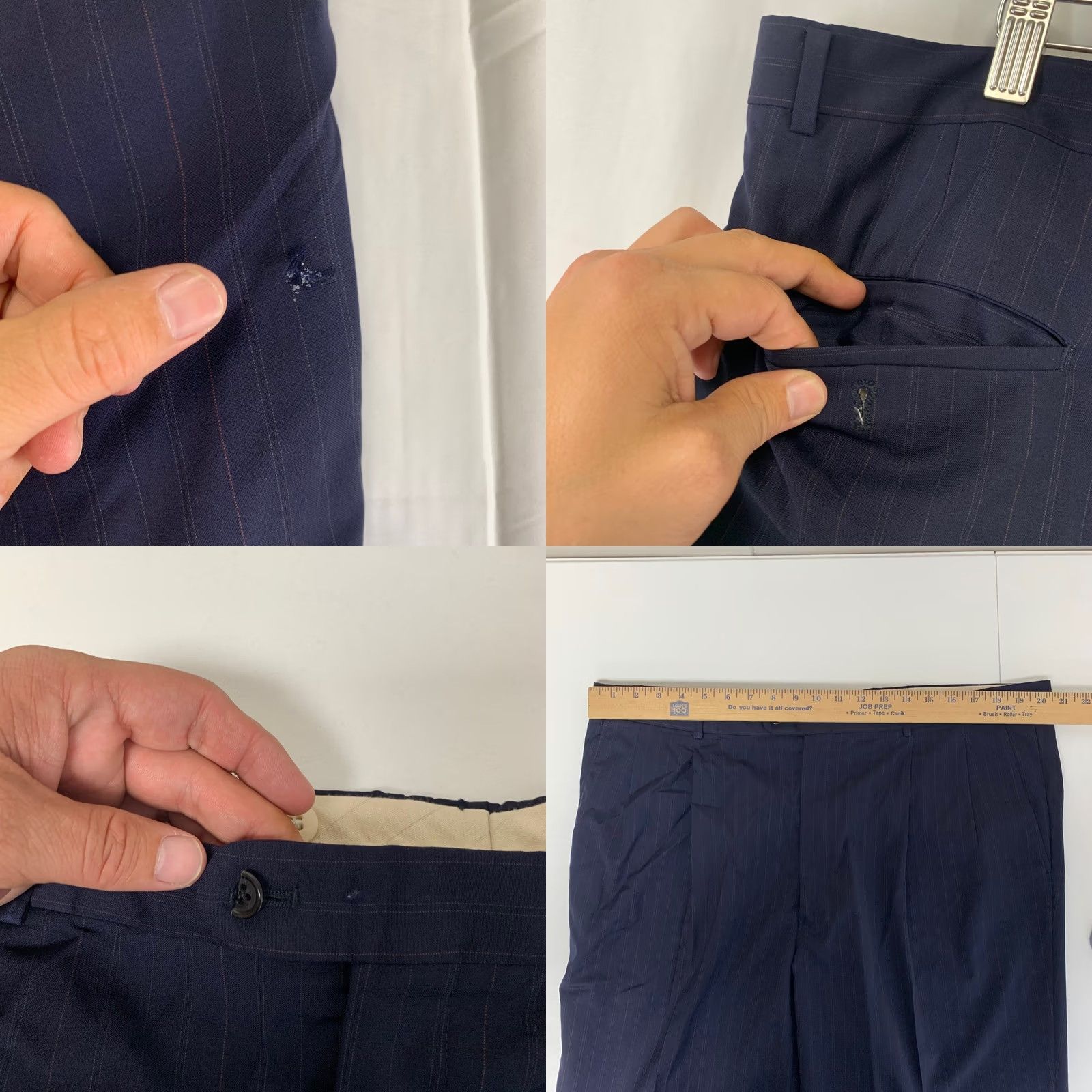 Vintage VINTAGE Hickey Freeman Suit Mens 48R 40x28 Navy Blue Pinstripe 2-Button Pleated Cuffed Size 48R - 10 Thumbnail