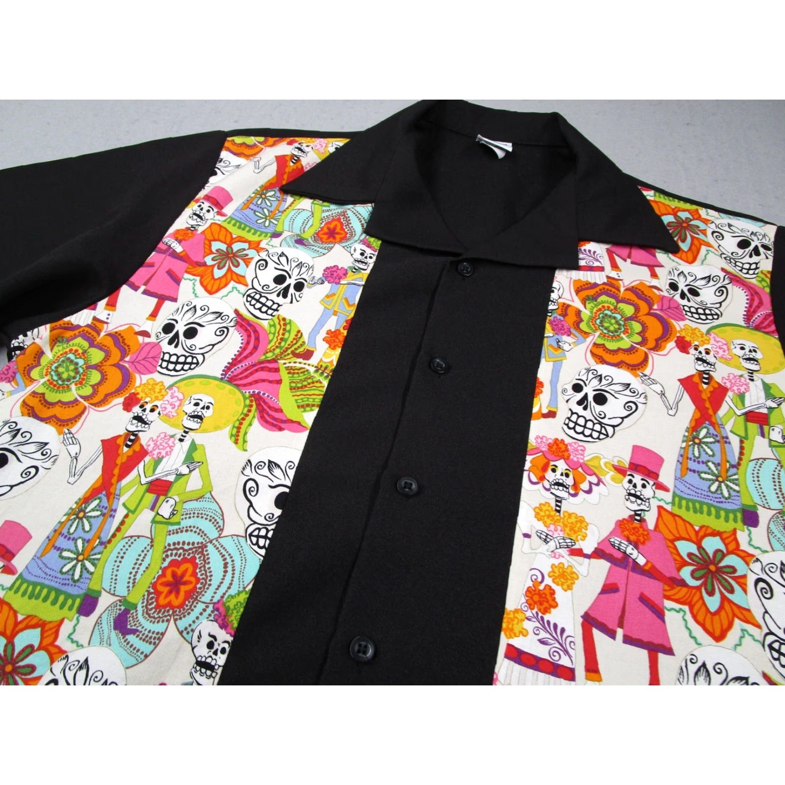 Vintage Tutti Shirt Men L Black Day Of The Dead Skull Graphic Button Up Casual Shirt Size US L / EU 52-54 / 3 - 2 Thumbnail