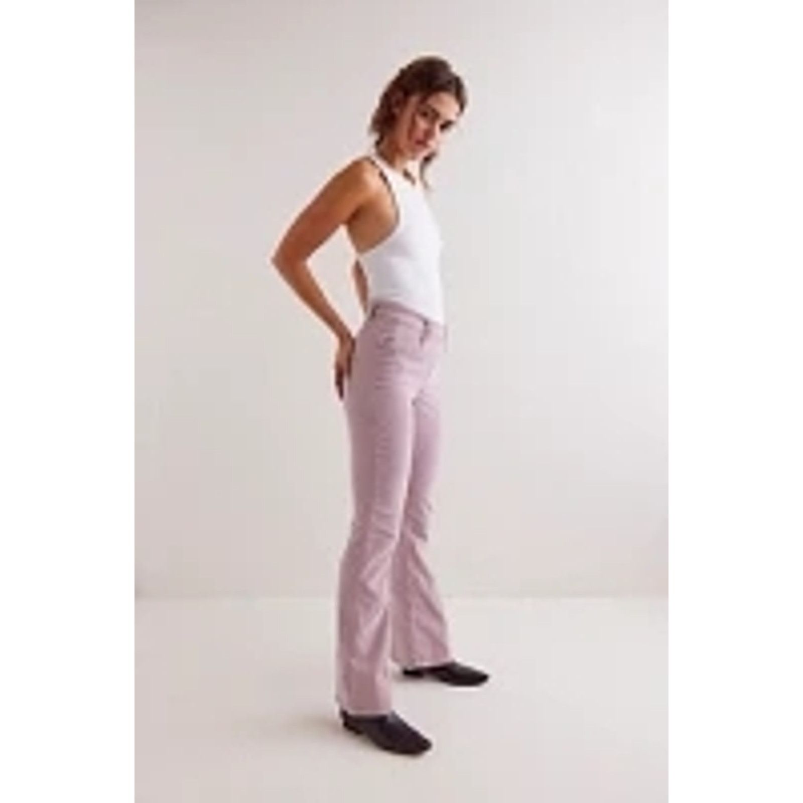 Free People New CRVY Karma Cord Flare Jeans WTF $128 LARGE Lilac Smoke Size 36" / US 14 / IT 50 - 1 Thumbnail