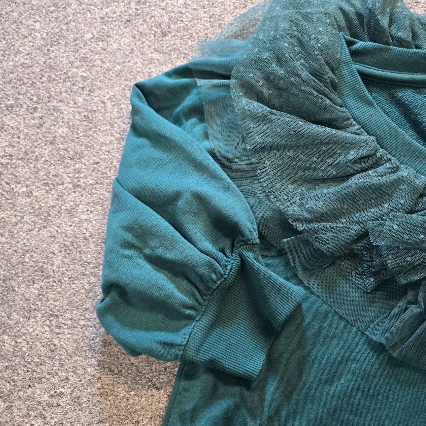 Vintage Maeve Top Womens Medium Green Ruffle Neck Elbow Sleeve Casual Blouse Size M / US 6-8 / IT 42-44 - 4 Thumbnail