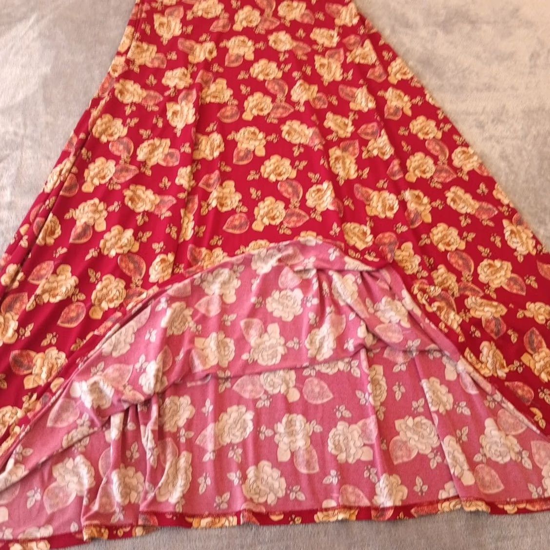 Vintage LuLaRoe Maxi Skirt S Red Floral Long Pull On Women Vintage No Size 28" / US 6 / IT 42 - 7 Thumbnail
