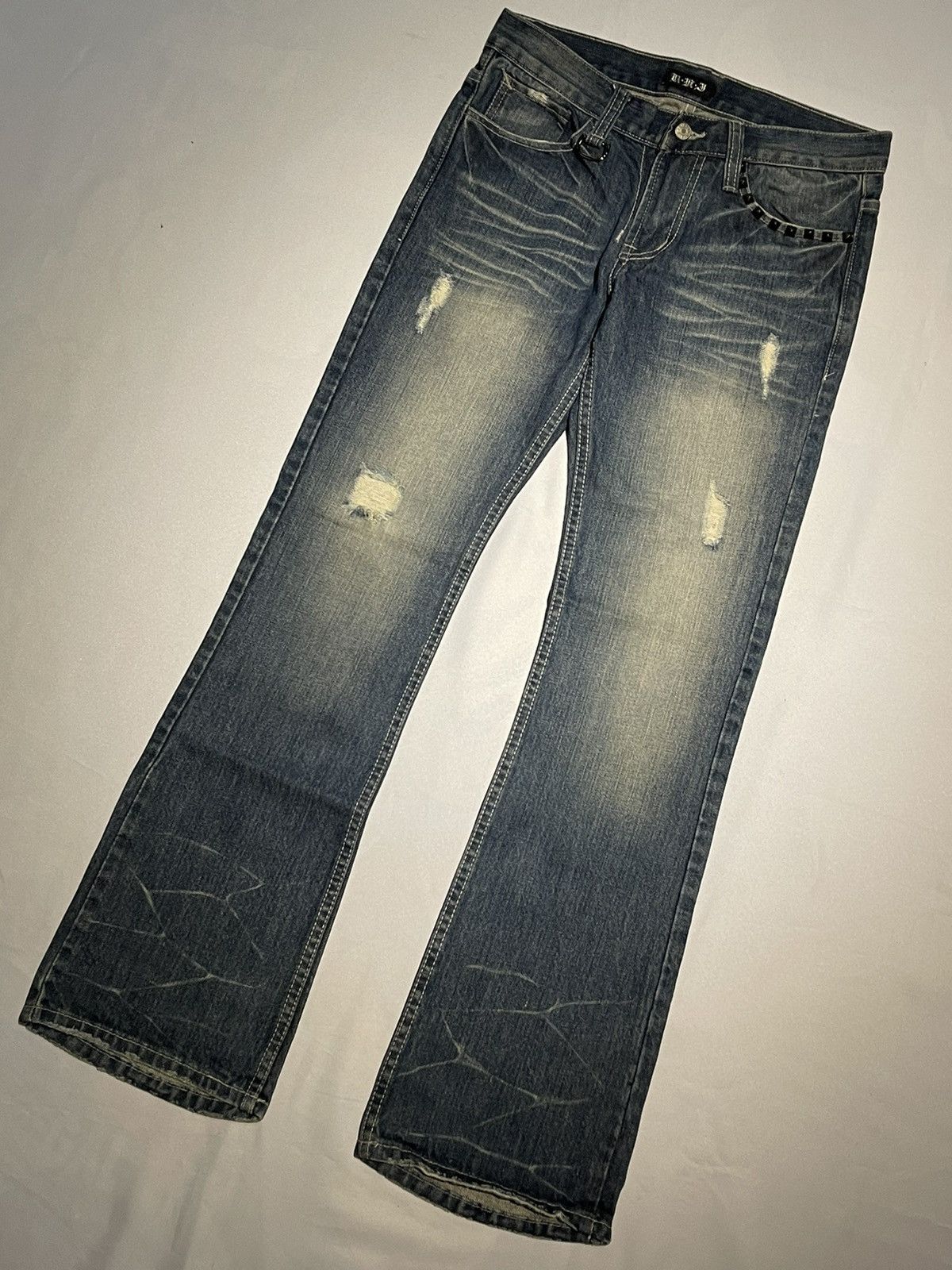 Japanese Brand × Jean CUSTOM FLARED JEAN JAPANESEBRAND DISTRESSED DENIM PANT W30 Size US 30 / EU 46 - 3 Thumbnail