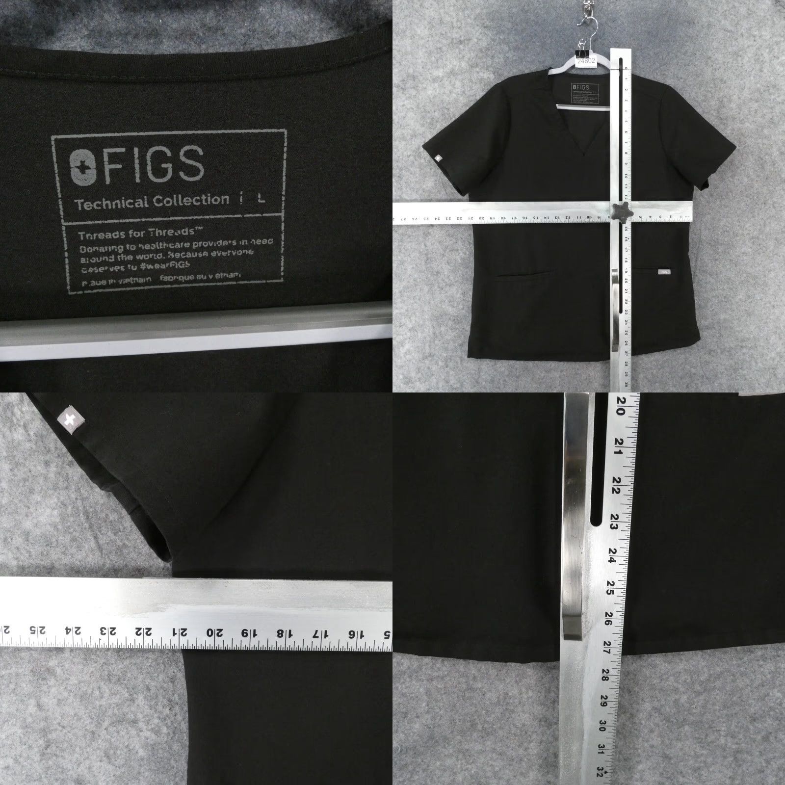Vintage FIGS Scrub Top Womens Large Technical Collection Black w Pockets XS? Size L / US 10 / IT 46 - 8 Thumbnail