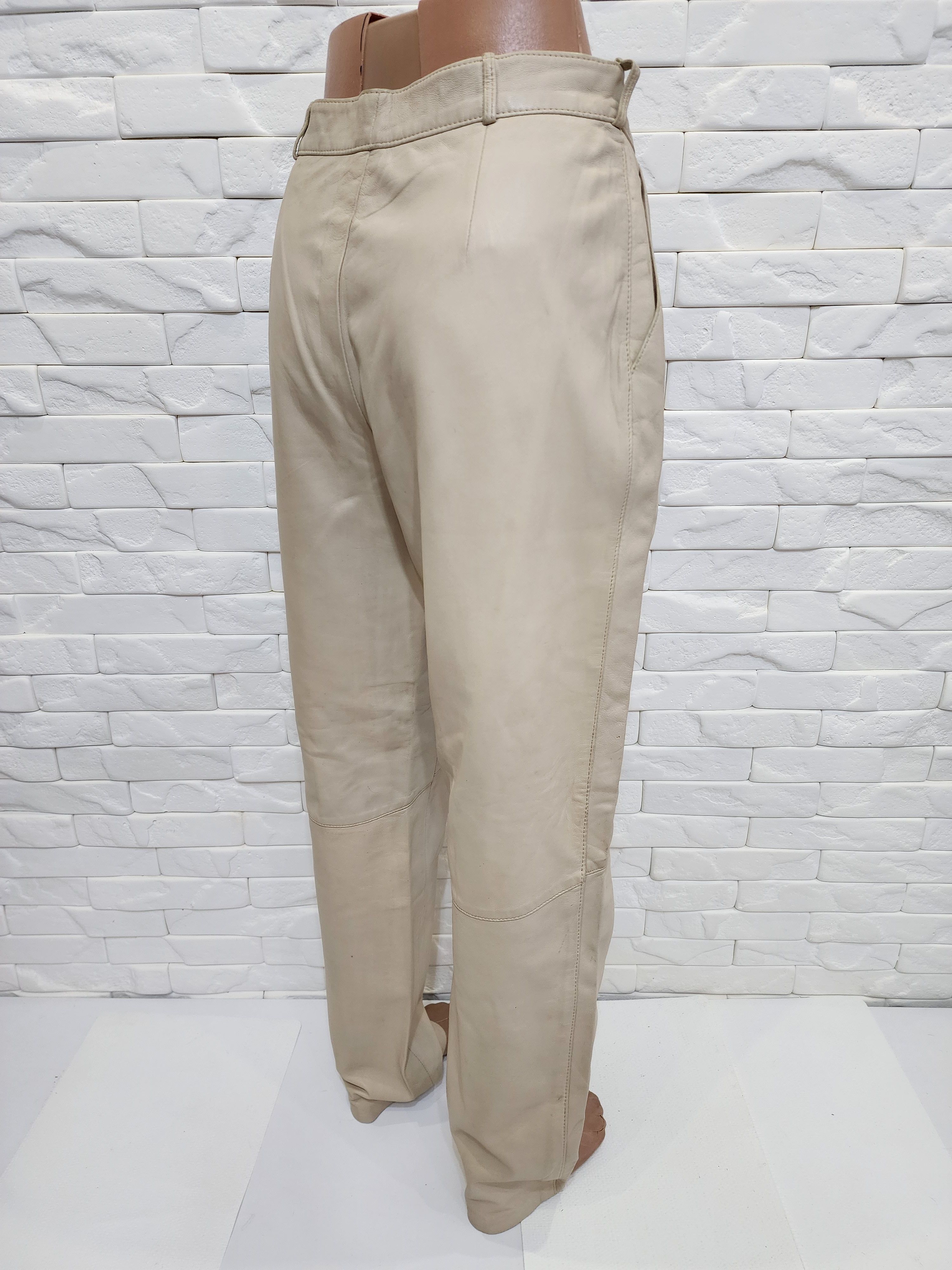 Other Beige women's leather pants. Size 27" / US 4 / IT 40 - 5 Thumbnail