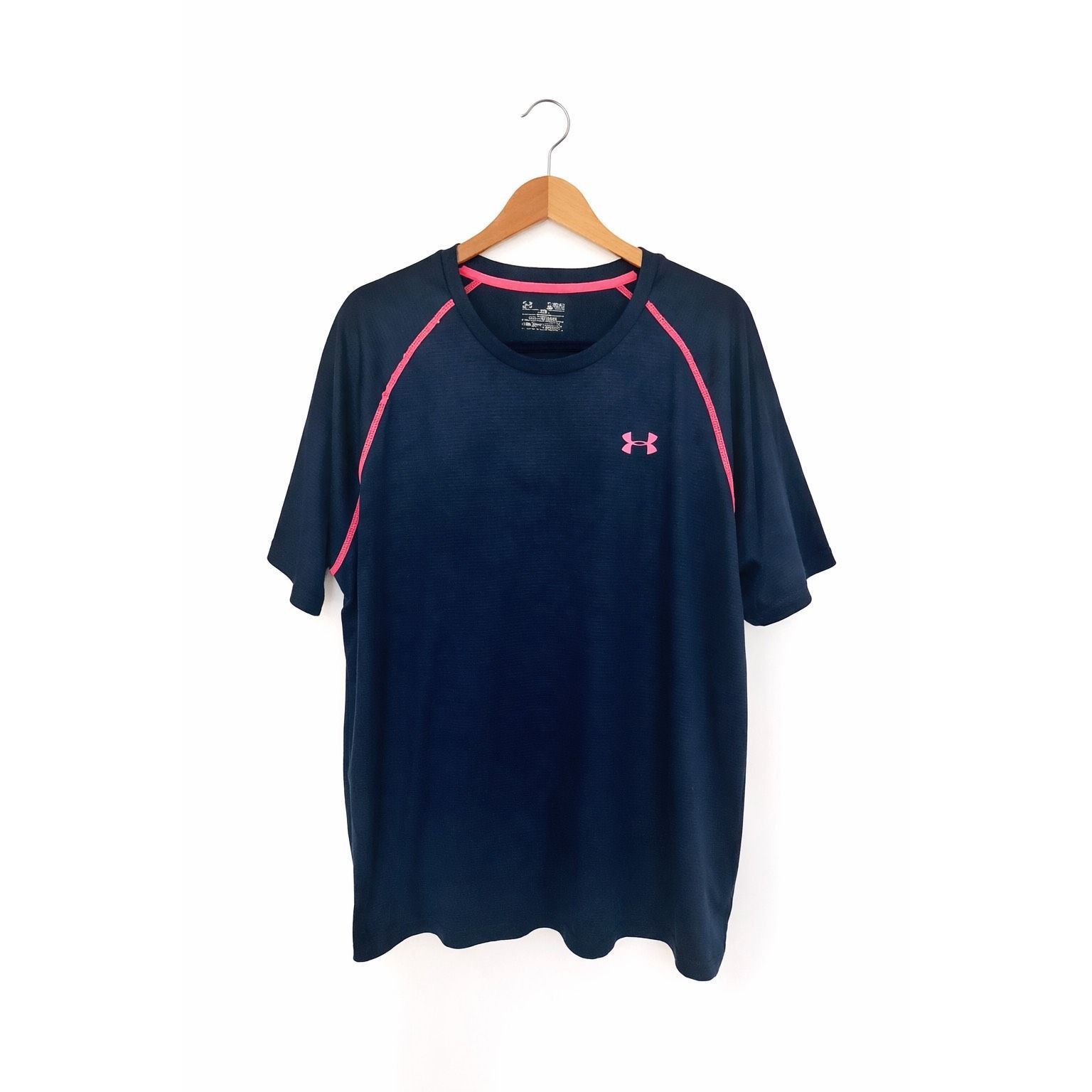 Under Armour Under Armour HeatGear Navy Short Sleeve Athletic Shirt Men’s XL Pink Logo Size XL / US 12-14 / IT 48-50 - 1 Thumbnail