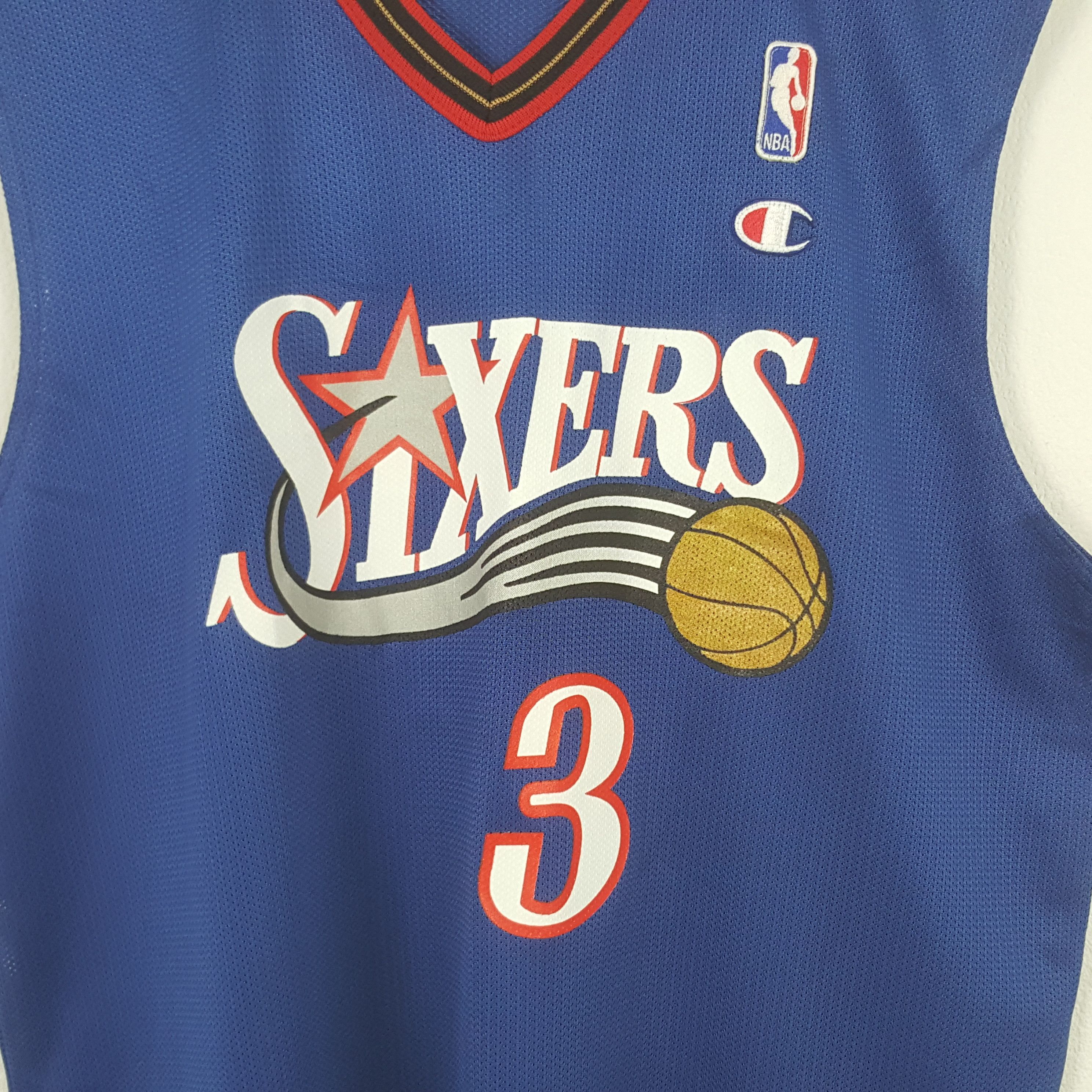 NBA Vintage Champion Sixers Allen Iverson Basketball Jersey RR5 Size US L / EU 52-54 / 3 - 2 Thumbnail