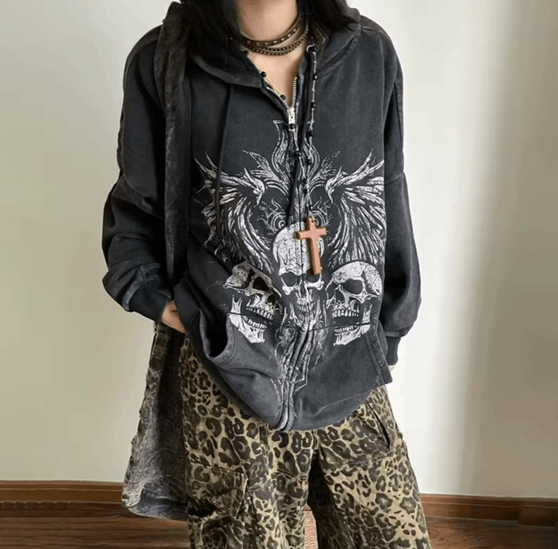 Japanese Brand 25 Y2k Vintage Fashion Print Zip Up Hoodies Size US XL / EU 56 / 4 - 8 Thumbnail