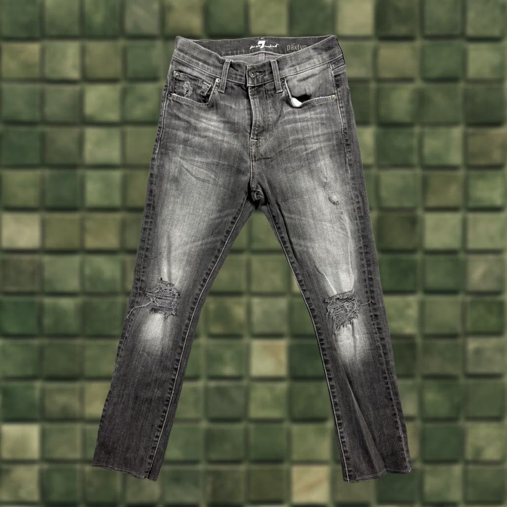 7 For All Mankind 7 For All Mankind Paxtyn Jeans Slim Black Distressed Denim 7 For All Mankind Mens Jeans 28 Regular 33 In Inseam 5-Pocket Straight Modern Fit Mens Size US 28 / EU 44 - 1 Thumbnail
