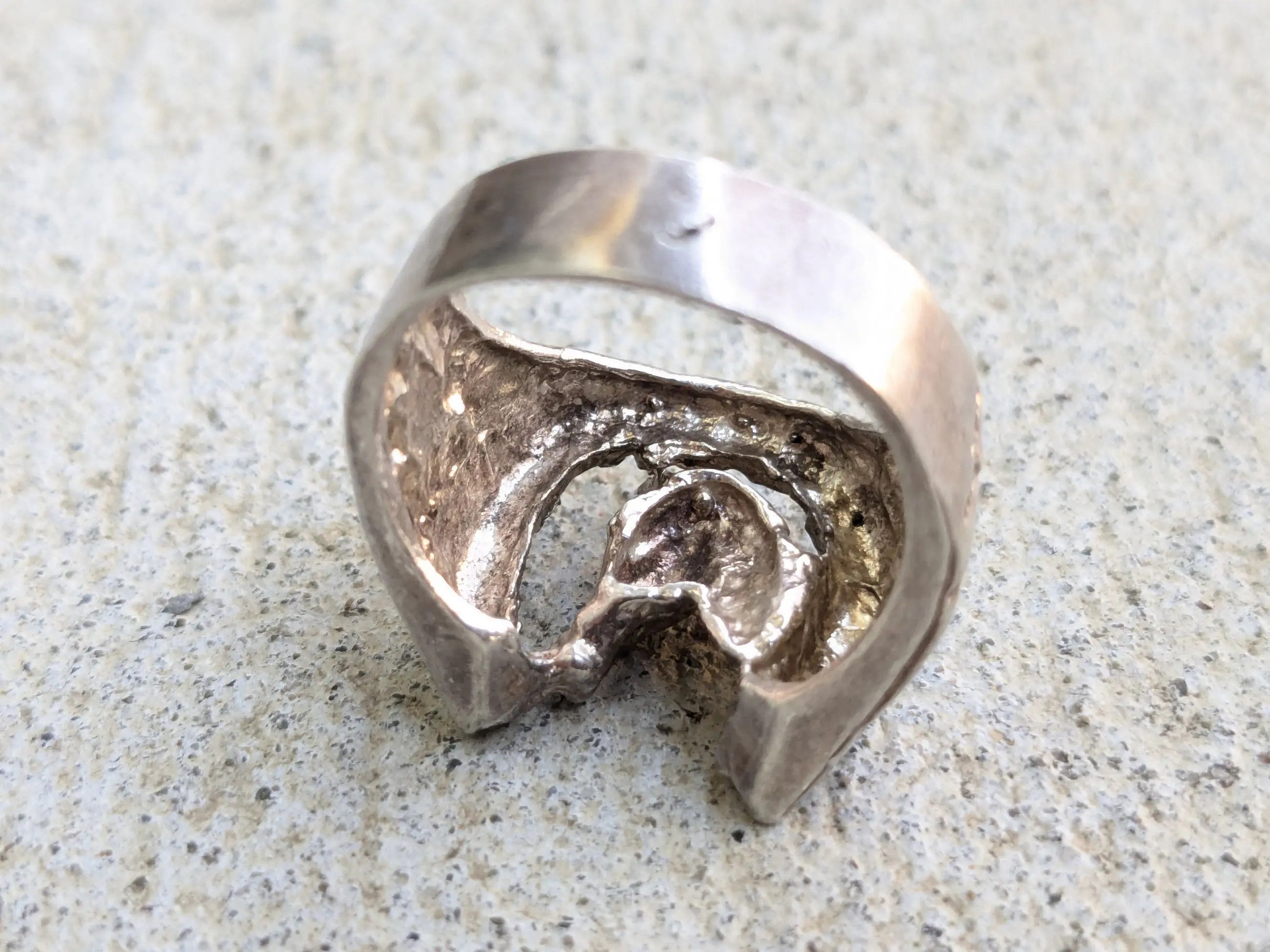 Jewelry Vintage Sterling Silver Ring Horseshoe Nugget 10.75 Size ONE SIZE - 6 Thumbnail