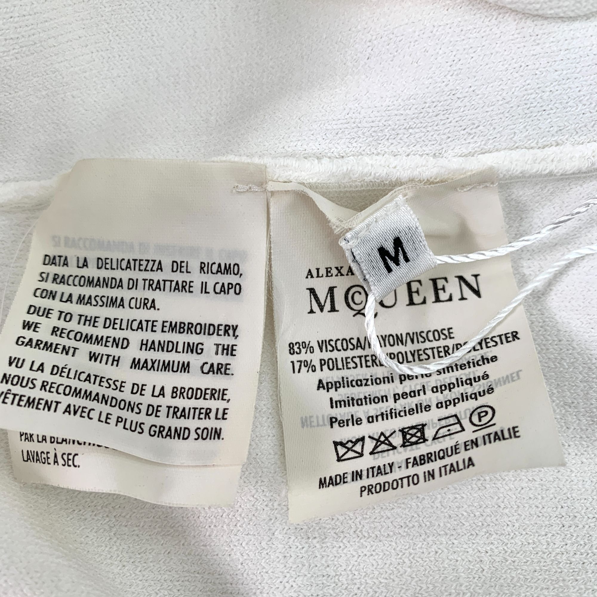 Alexander McQueen Alexander McQueen White Pearl-Embellished Knit Dress Size M / US 6-8 / IT 42-44 - 6 Thumbnail
