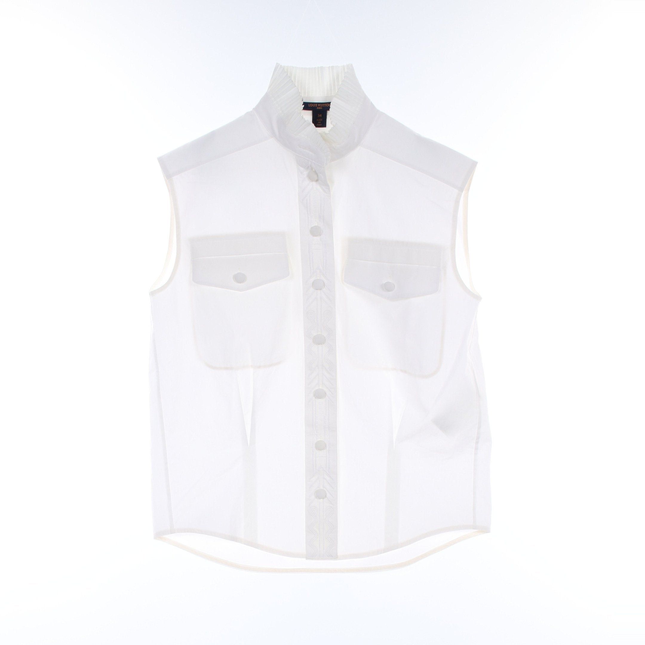 Louis Vuitton Louis Vuitton Blouse No Sleeve Embroidery Cotton Off White Size ONE SIZE - 1 Thumbnail